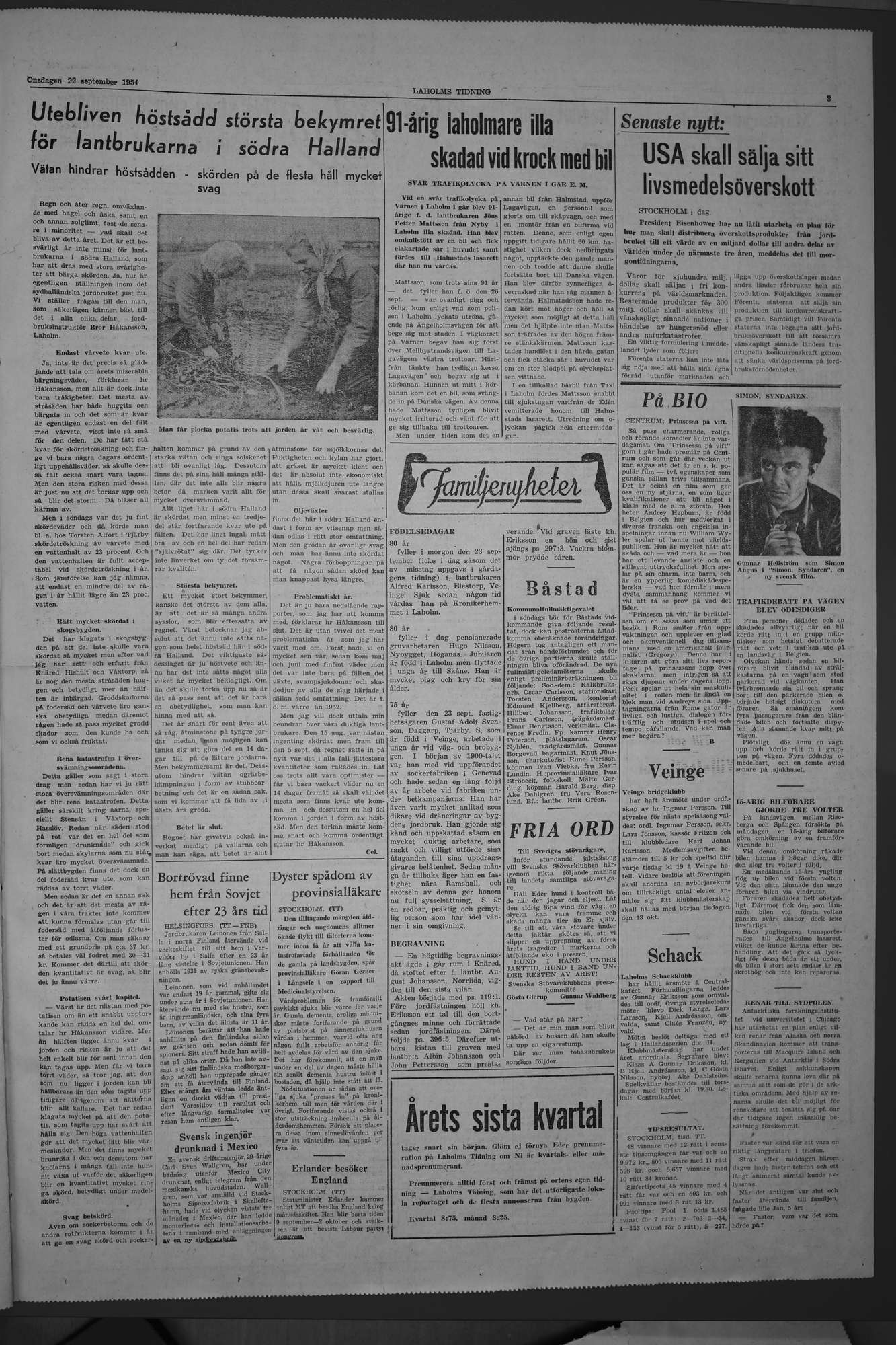 Laholms Tidning Onsdag 22 september 1954, sida 3