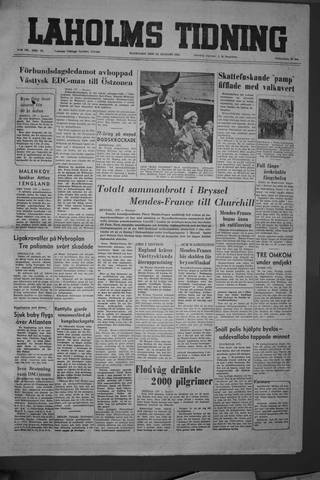 Förstasidan, Måndag 23 augusti 1954