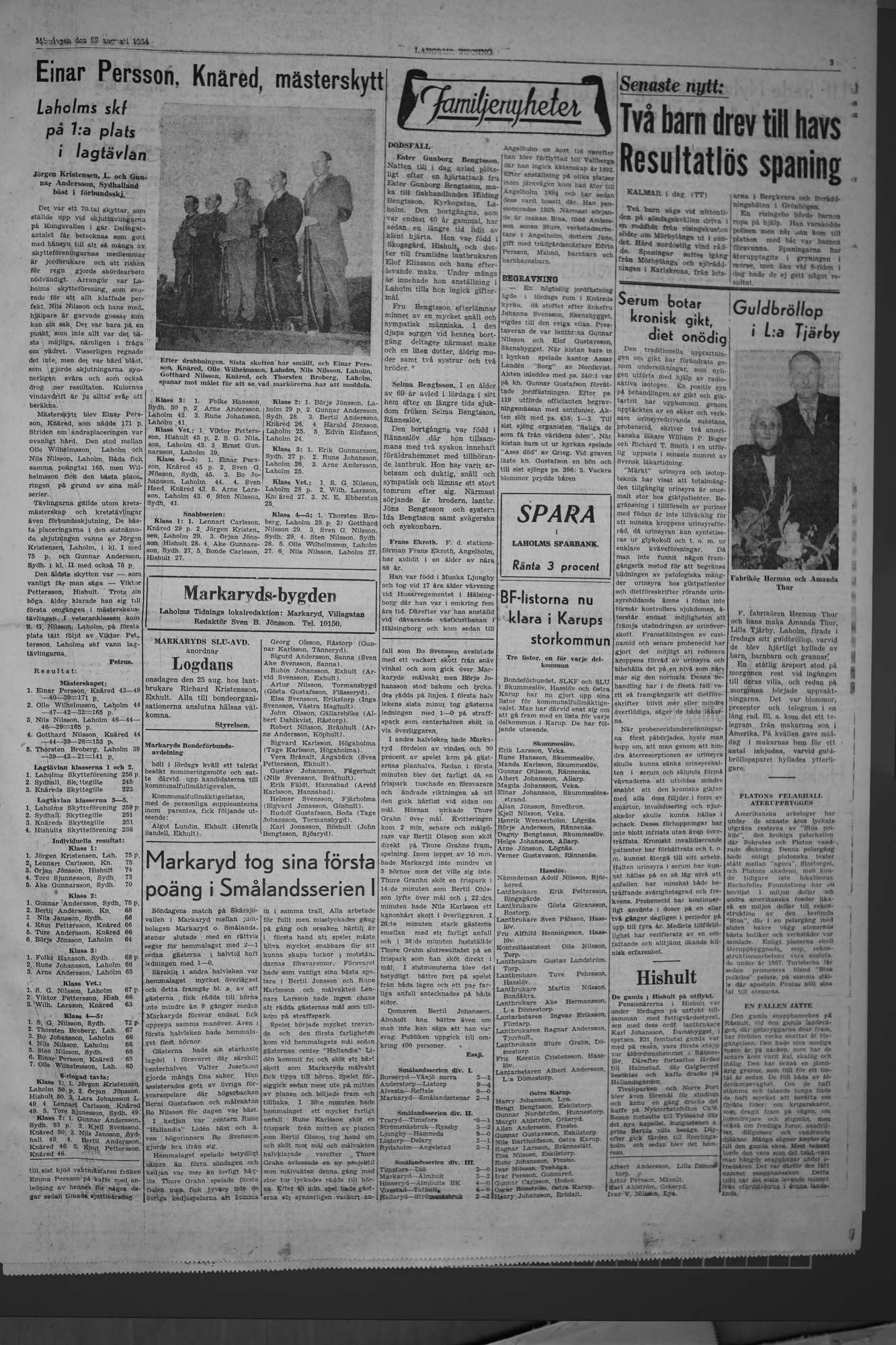 Laholms Tidning Måndag 23 augusti 1954, sida 3