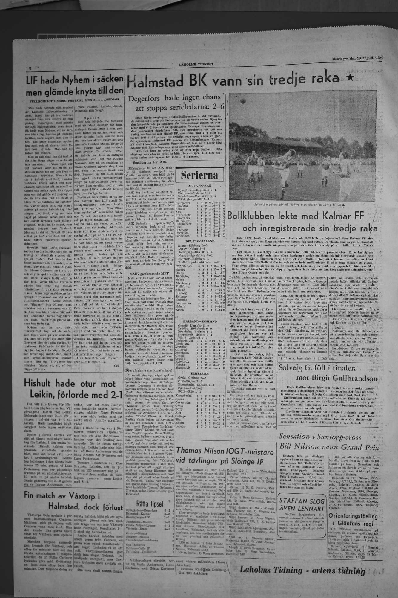 Laholms Tidning Måndag 23 augusti 1954, sida 4
