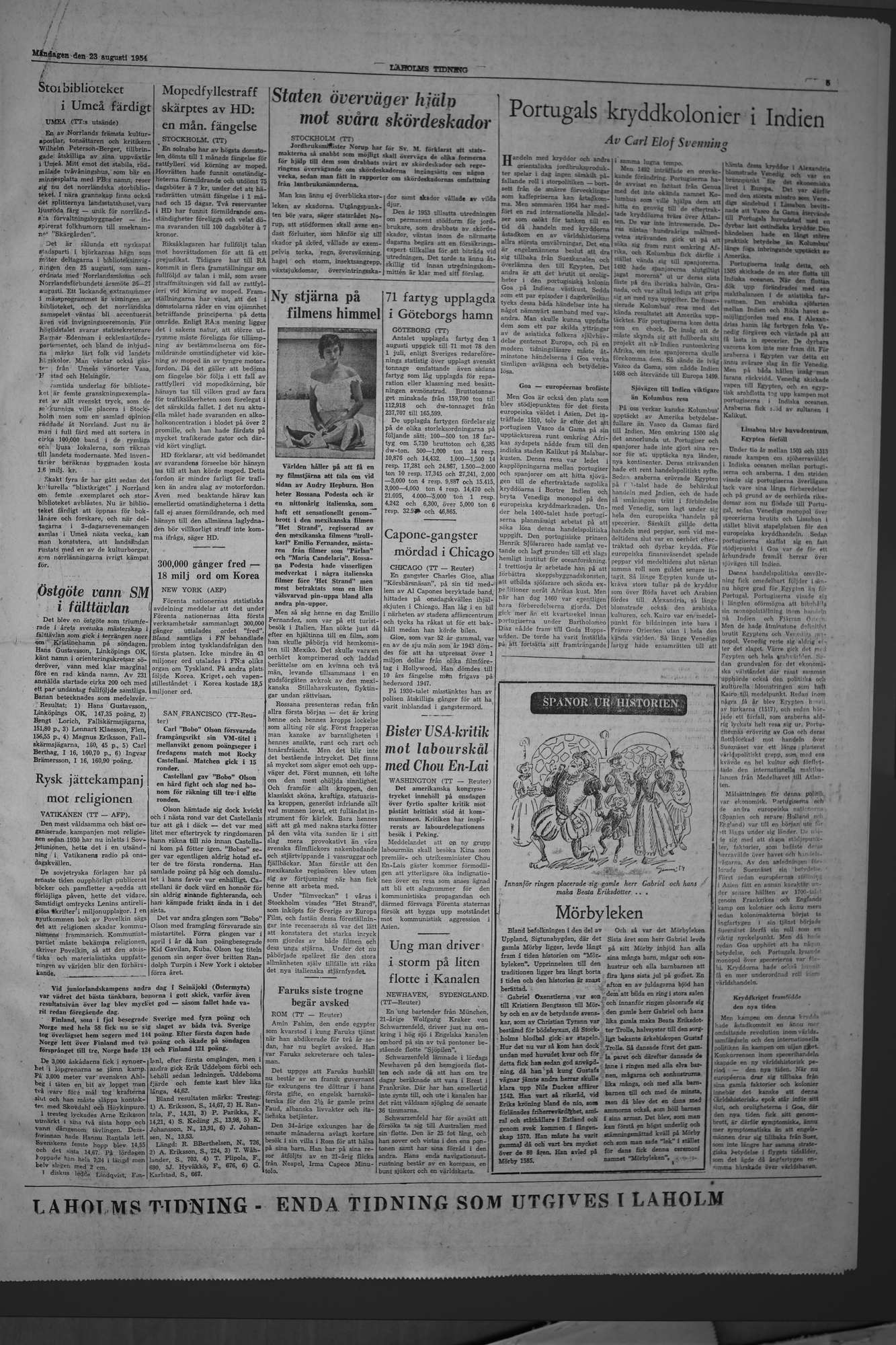 Laholms Tidning Måndag 23 augusti 1954, sida 5