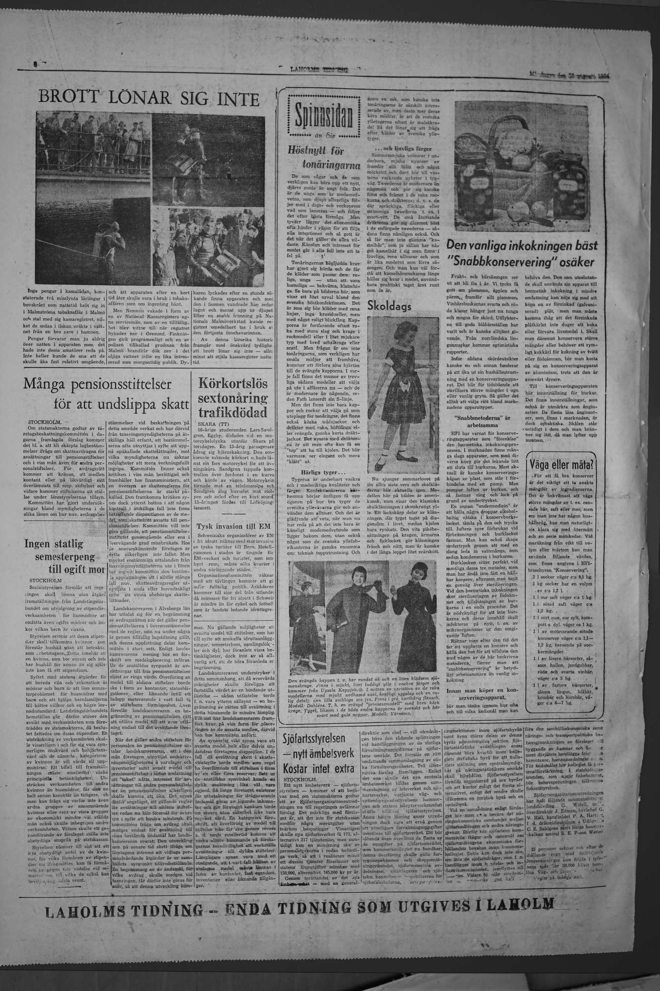 Laholms Tidning Måndag 23 augusti 1954, sida 6
