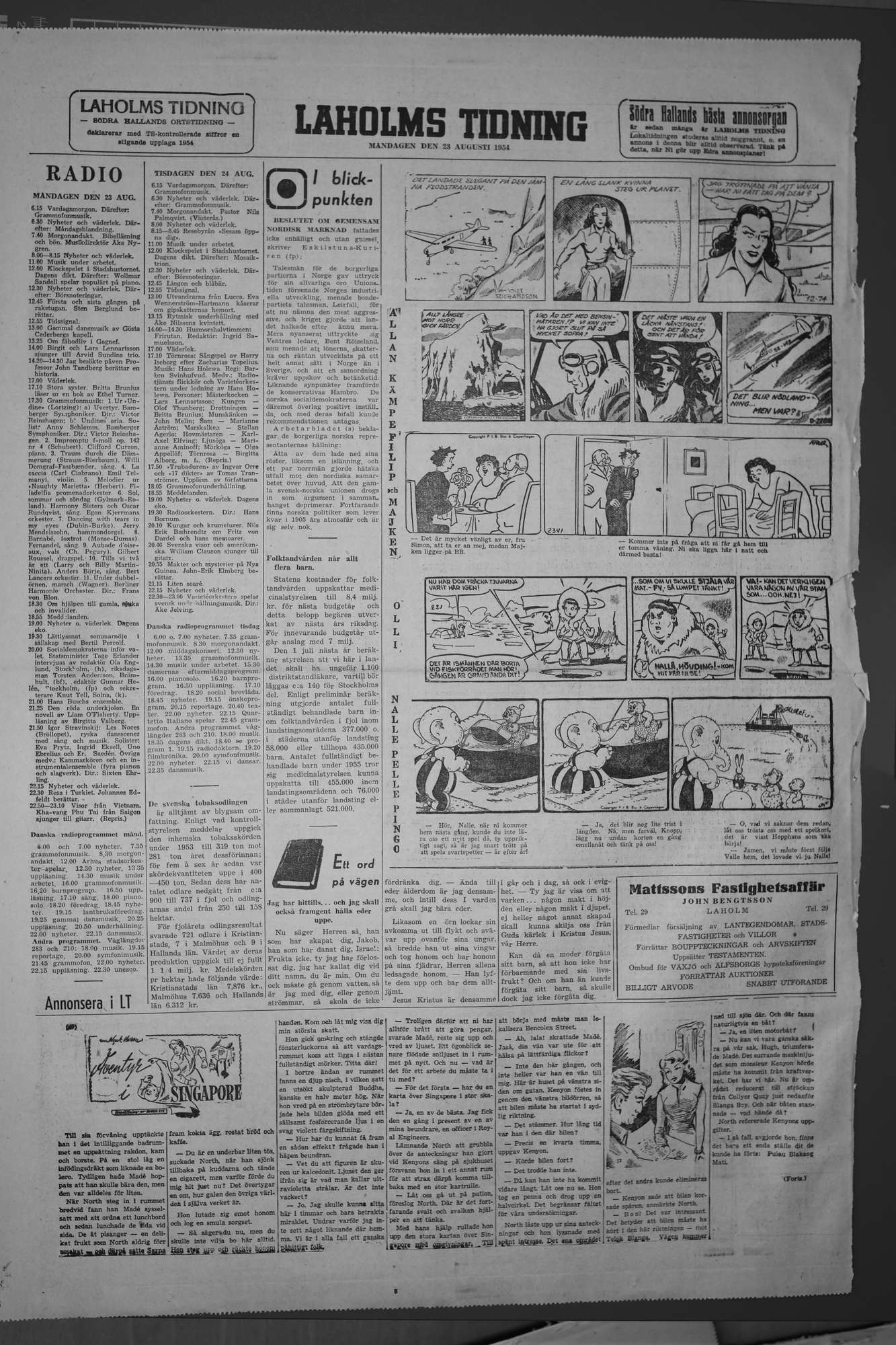 Laholms Tidning Måndag 23 augusti 1954, sida 8