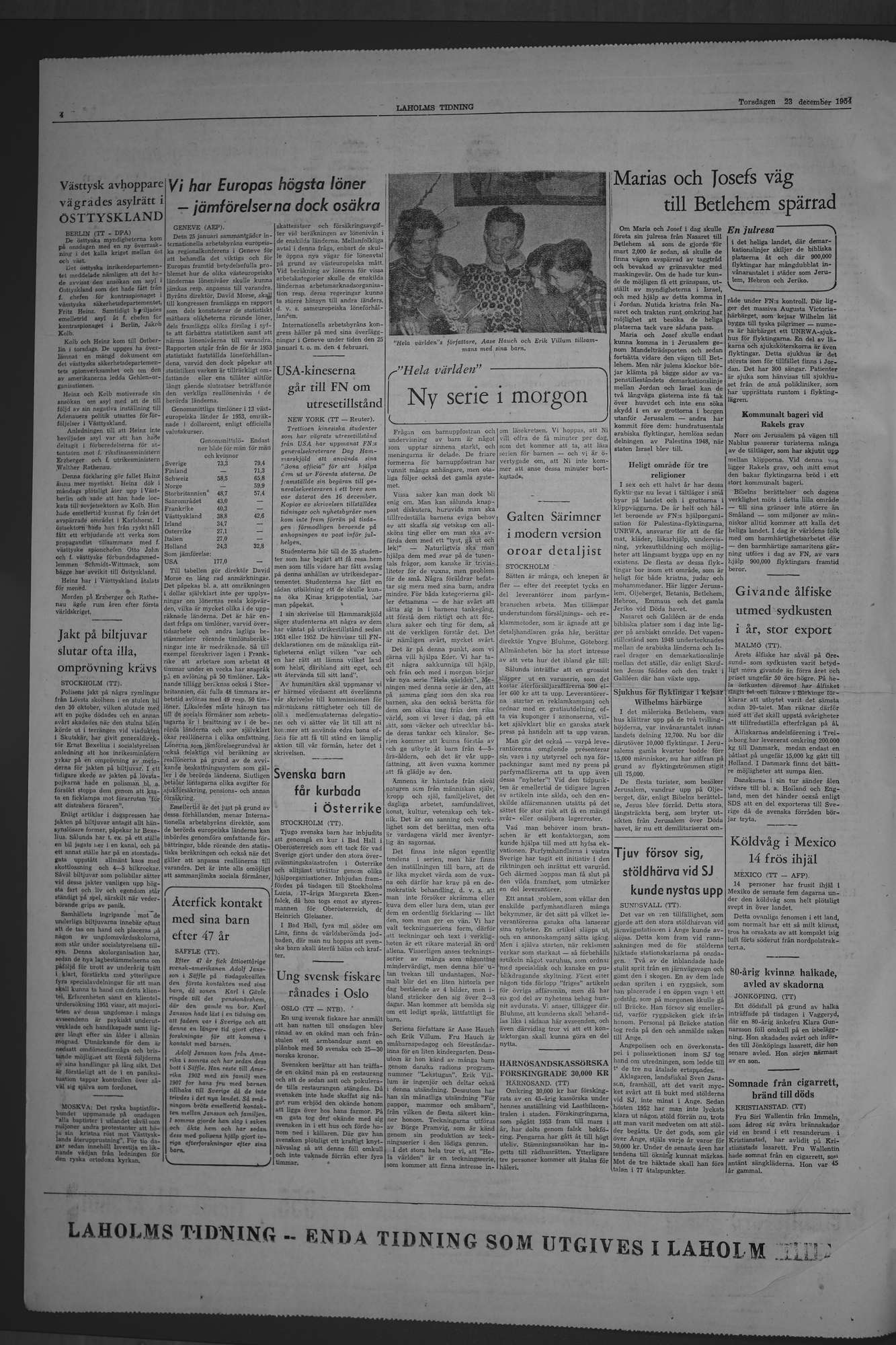 Laholms Tidning Torsdag 23 december 1954, sida 4