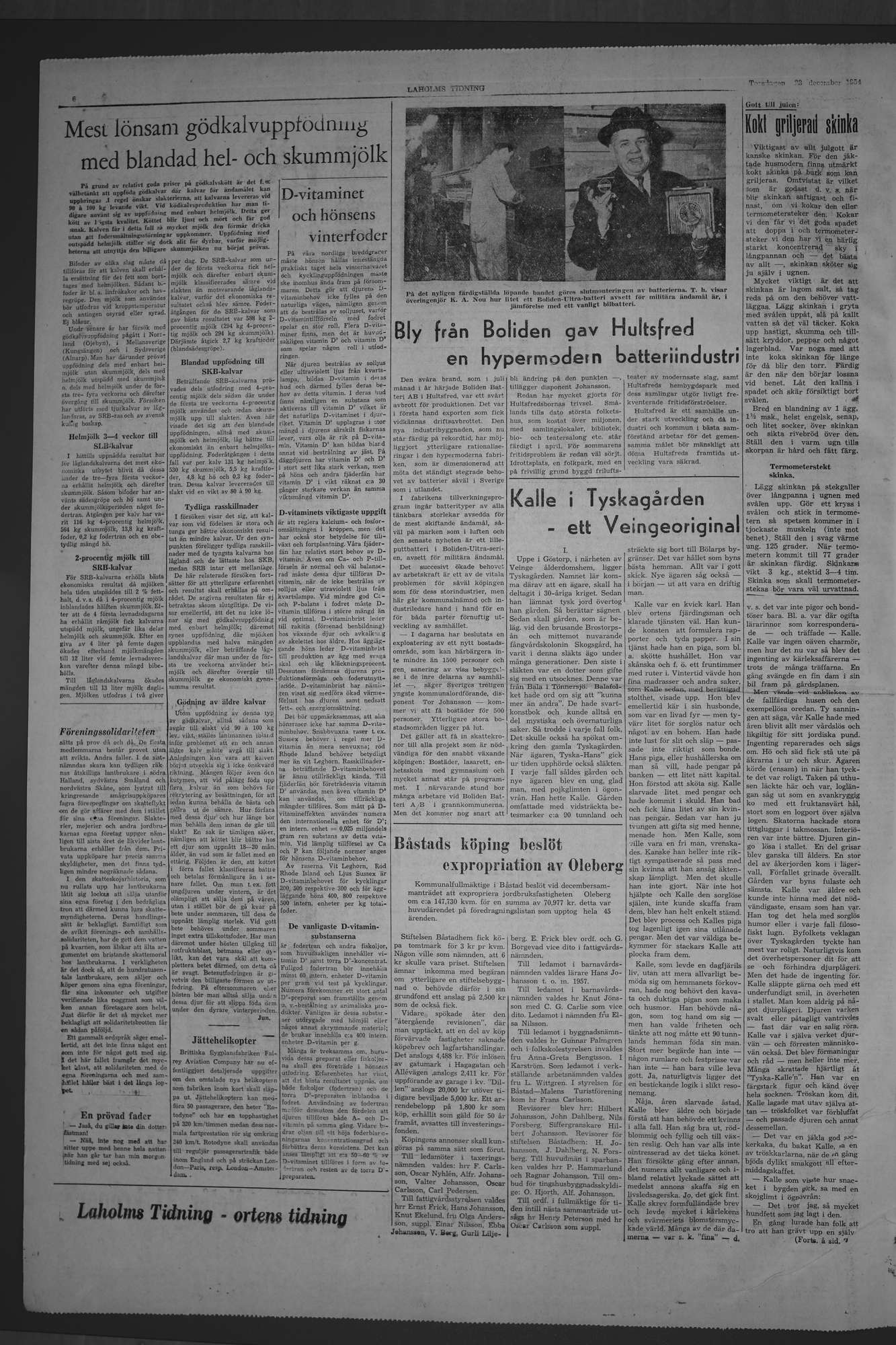 Laholms Tidning Torsdag 23 december 1954, sida 6