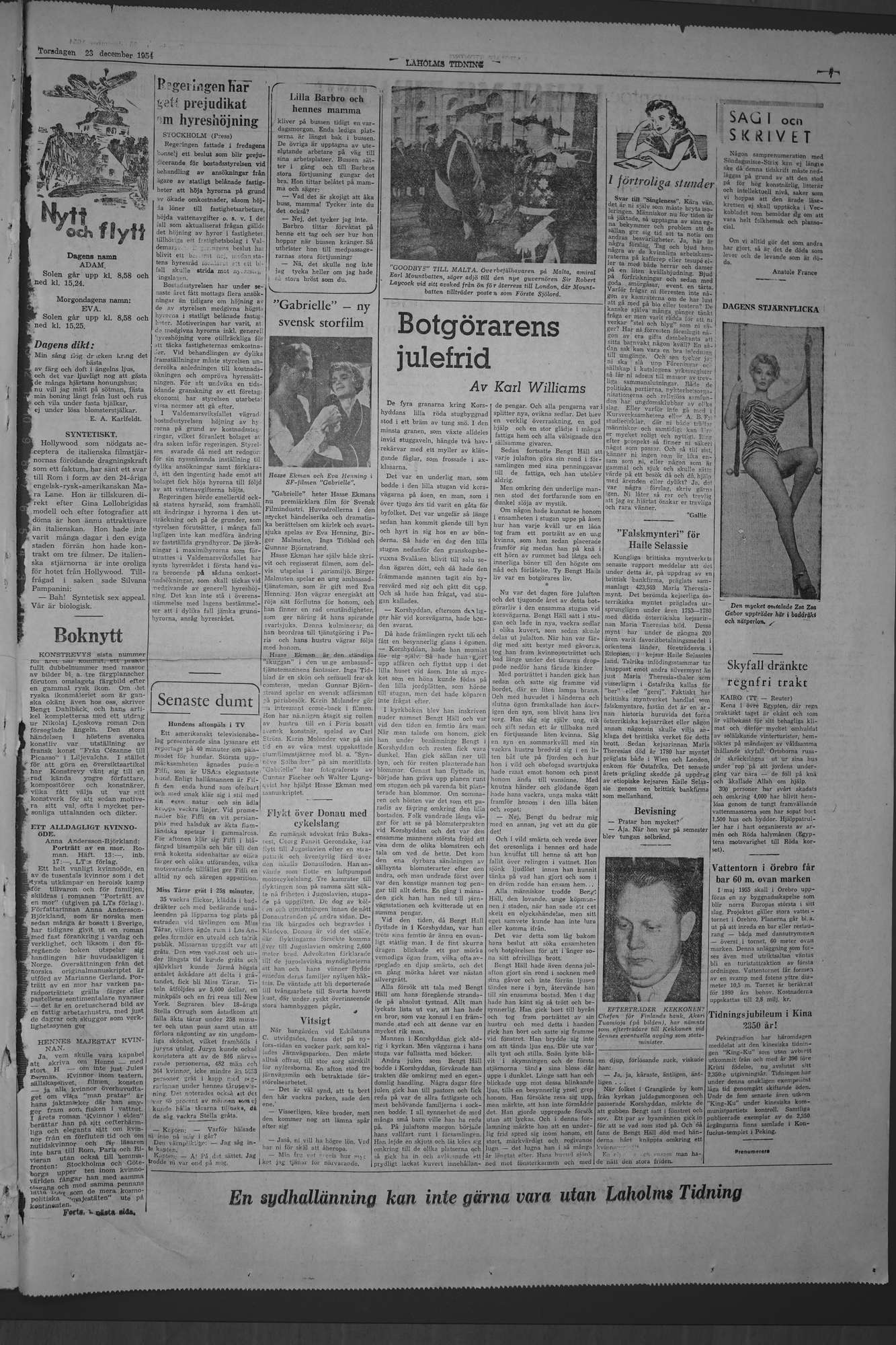 Laholms Tidning Torsdag 23 december 1954, sida 7
