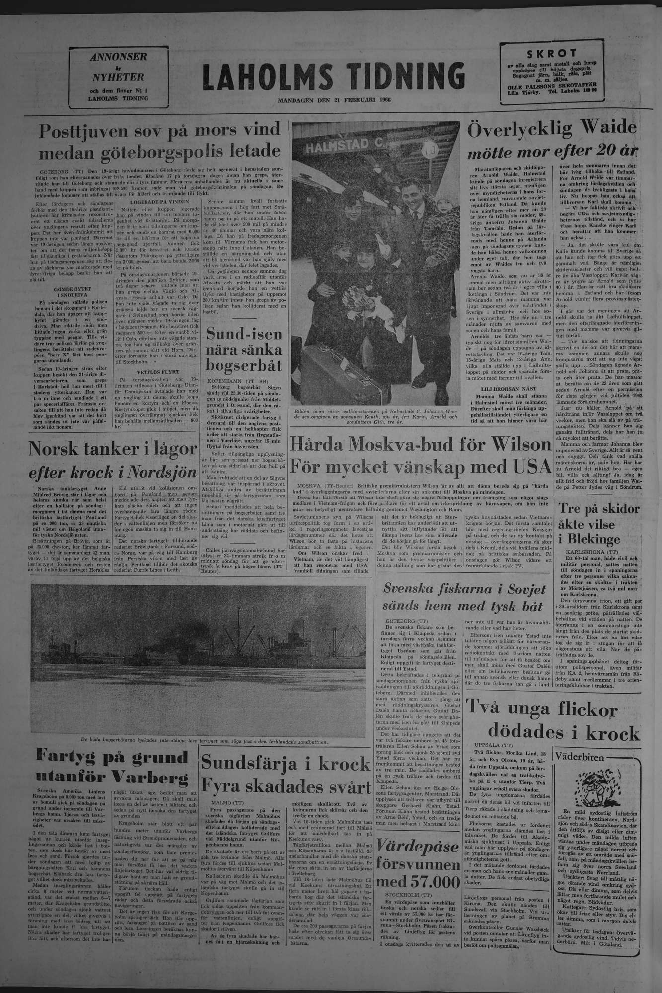 Laholms Tidning Måndag 21 februari 1966, sida 8