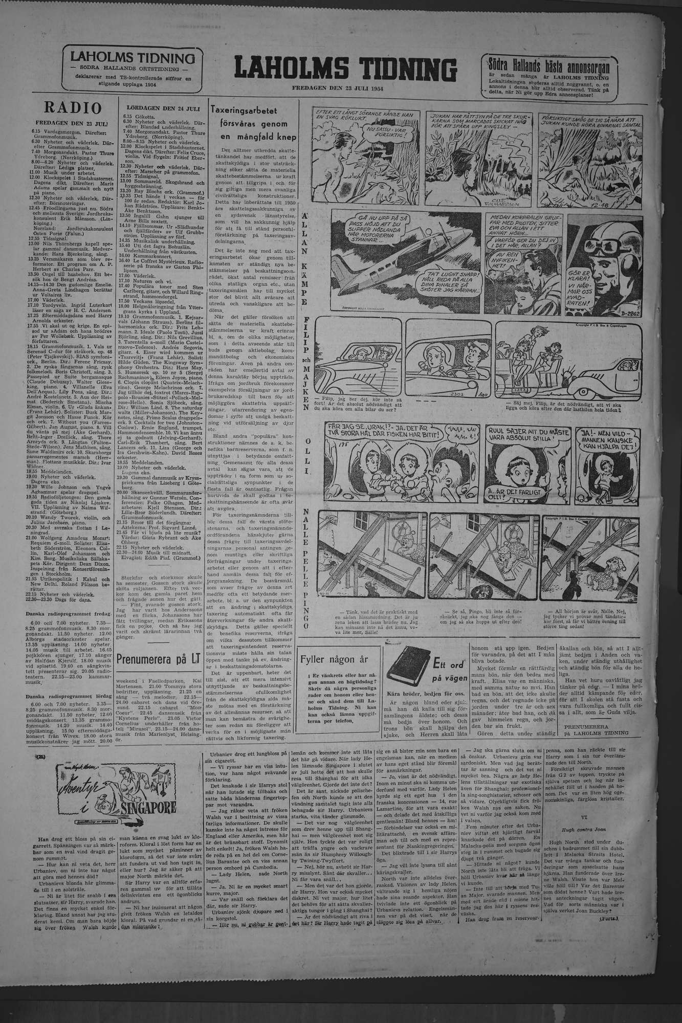 Laholms Tidning Fredag 23 juli 1954, sida 8
