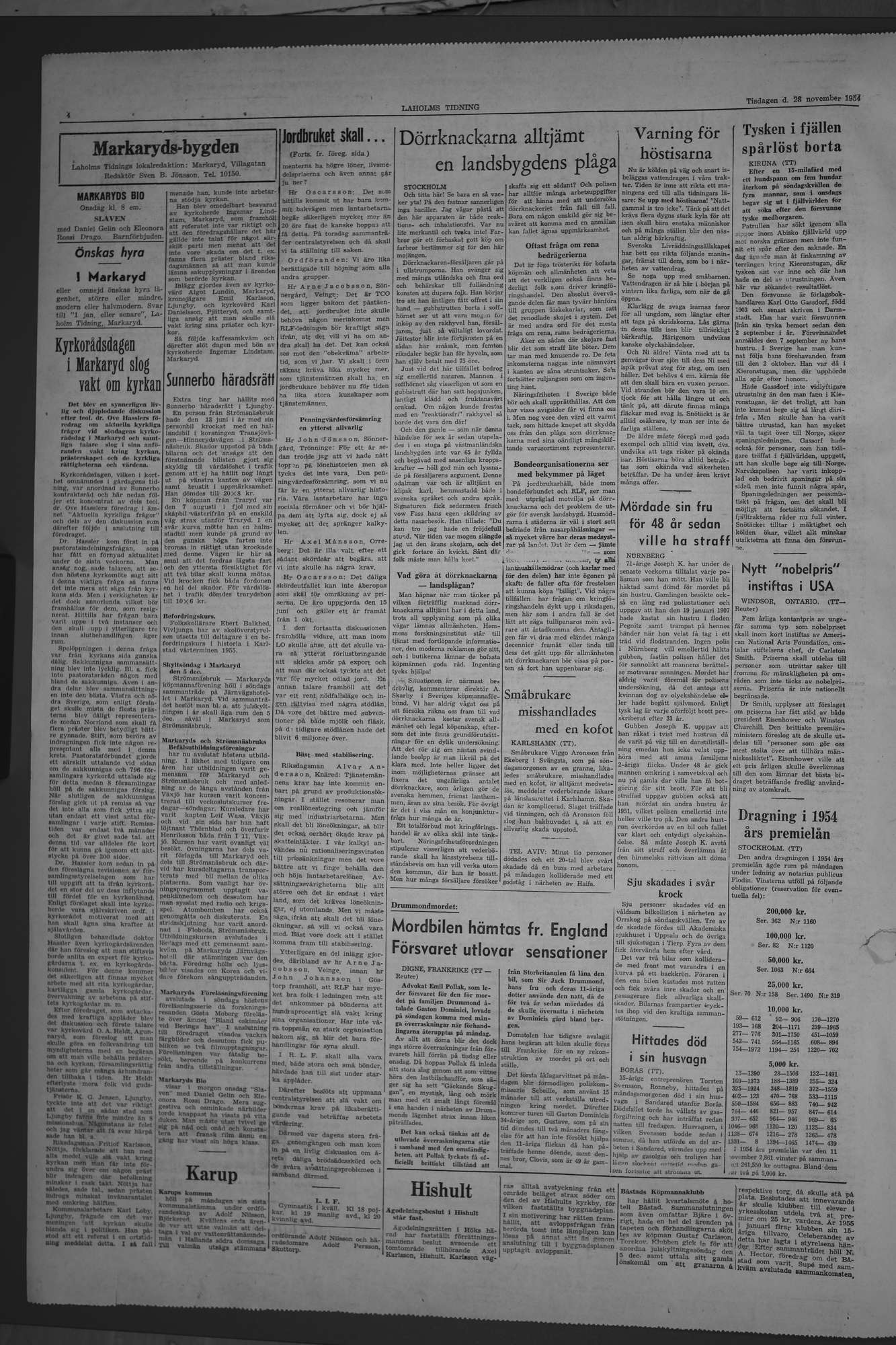 Laholms Tidning Tisdag 23 november 1954, sida 4