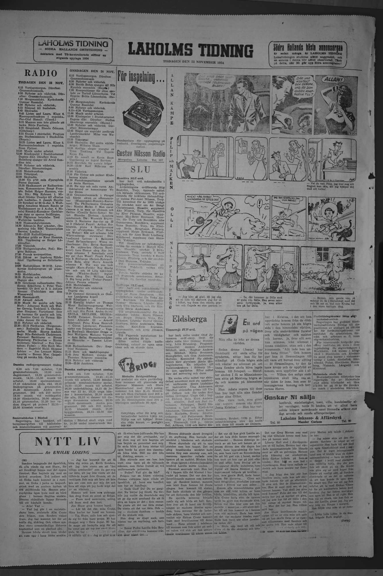 Laholms Tidning Tisdag 23 november 1954, sida 8