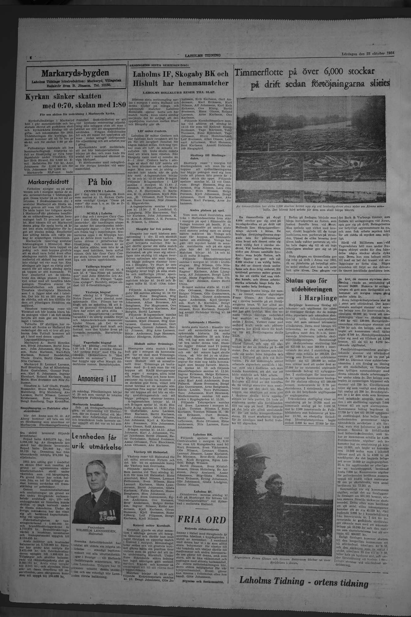 Laholms Tidning Lördag 23 oktober 1954, sida 4