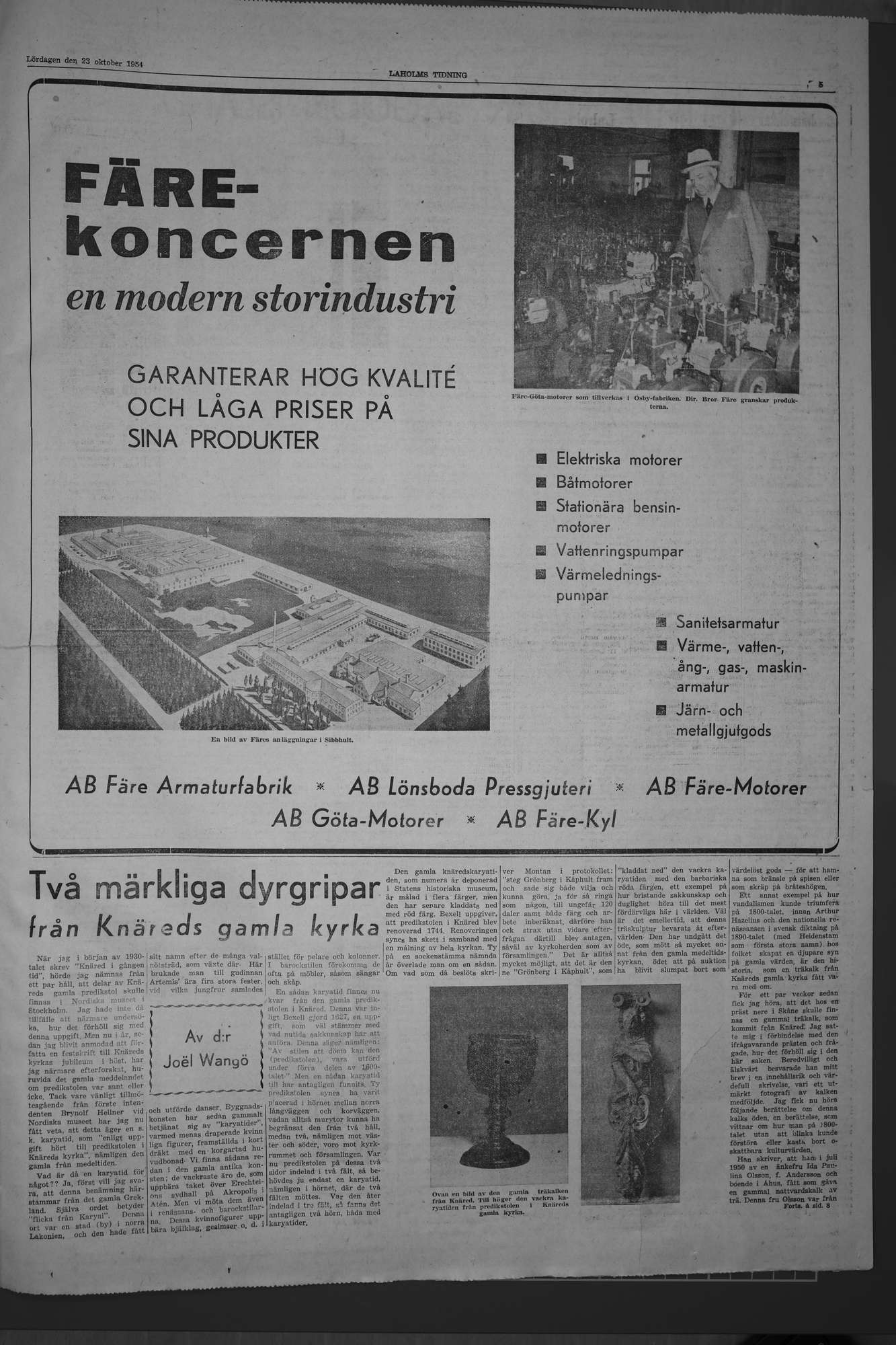 Laholms Tidning Lördag 23 oktober 1954, sida 5