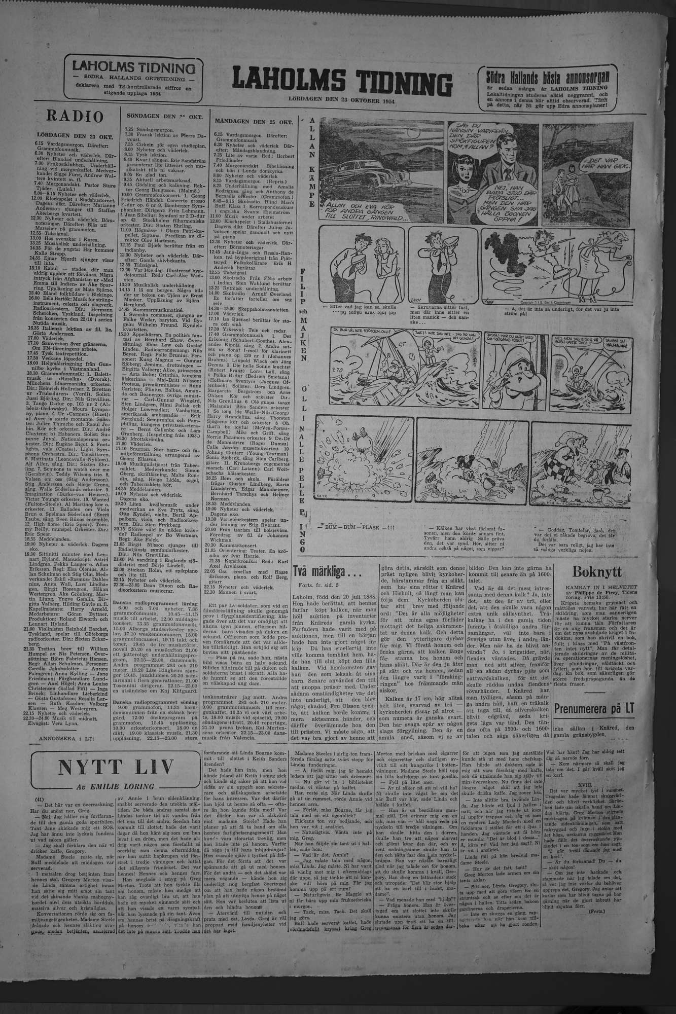 Laholms Tidning Lördag 23 oktober 1954, sida 8