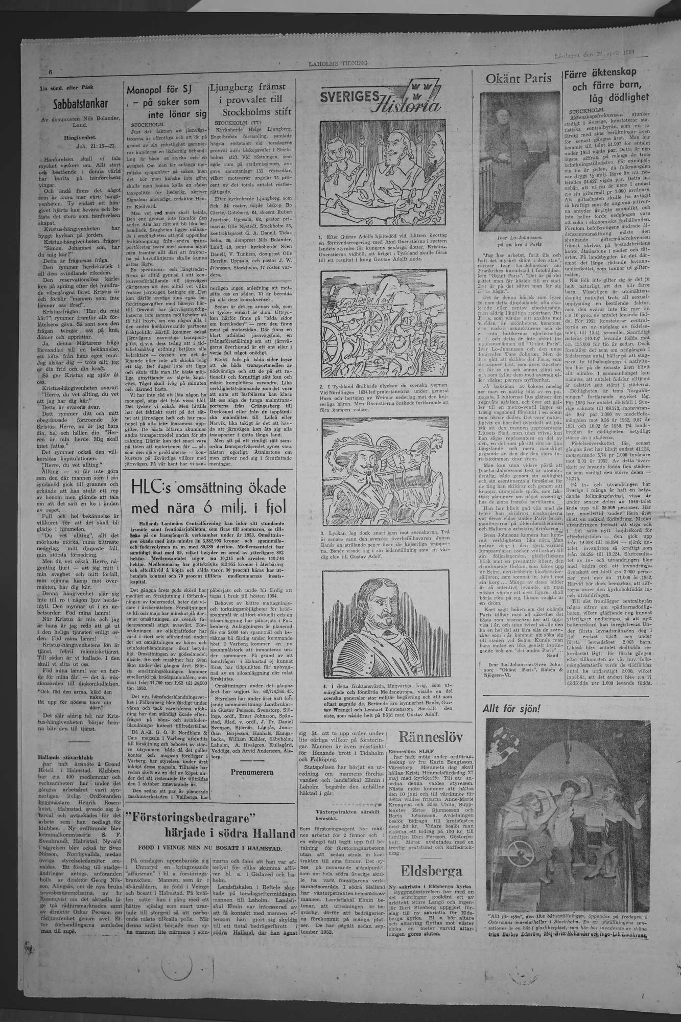Laholms Tidning Lördag 24 april 1954, sida 6
