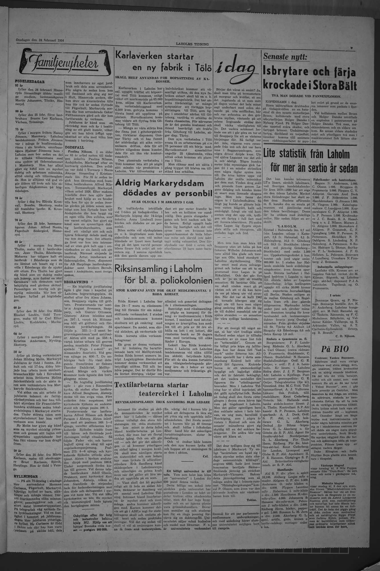 Laholms Tidning Onsdag 24 februari 1954, sida 3