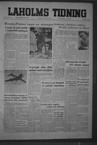 Förstasidan, Lördag 24 juli 1954