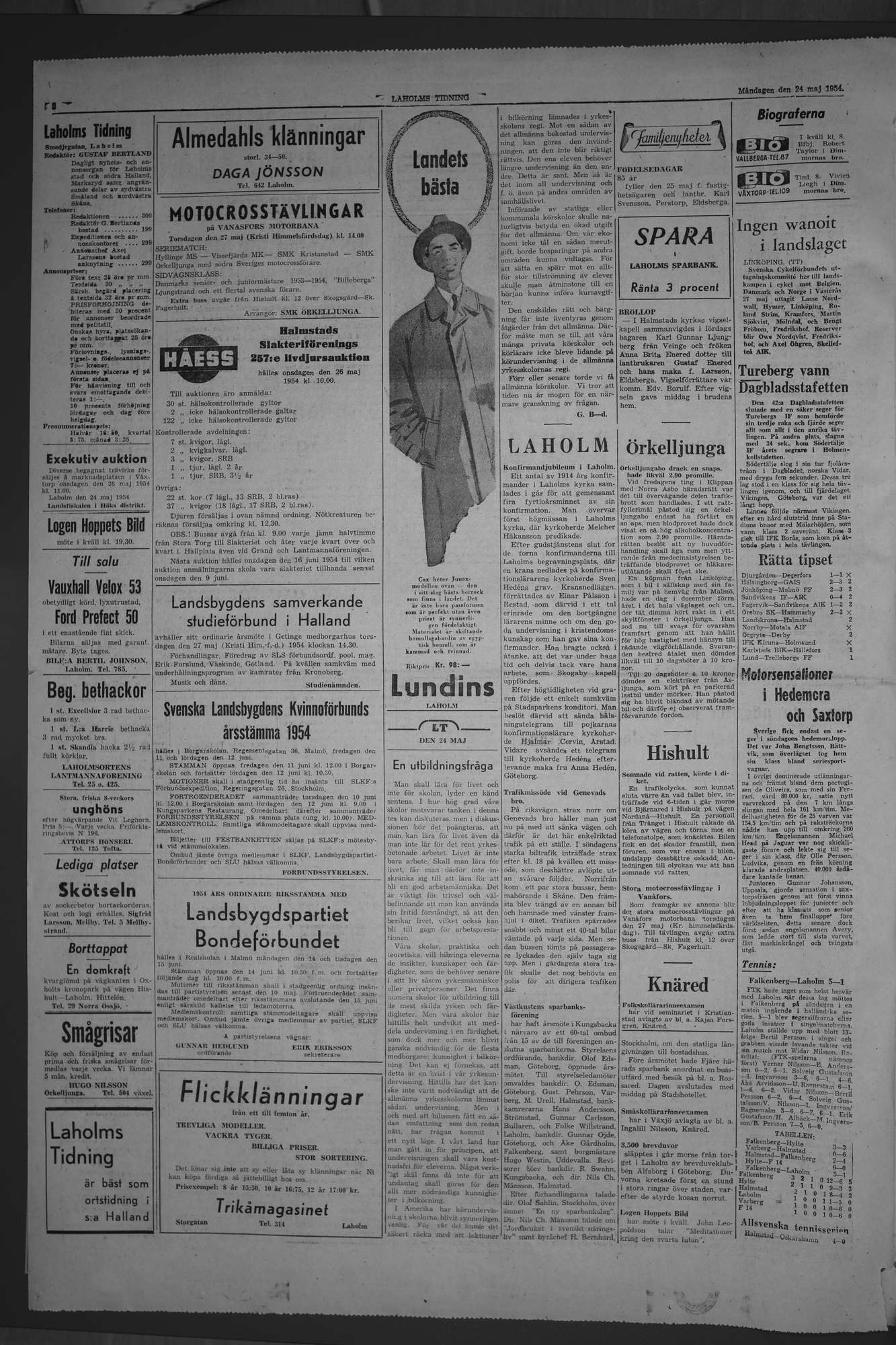 Laholms Tidning Måndag 24 maj 1954, sida 2