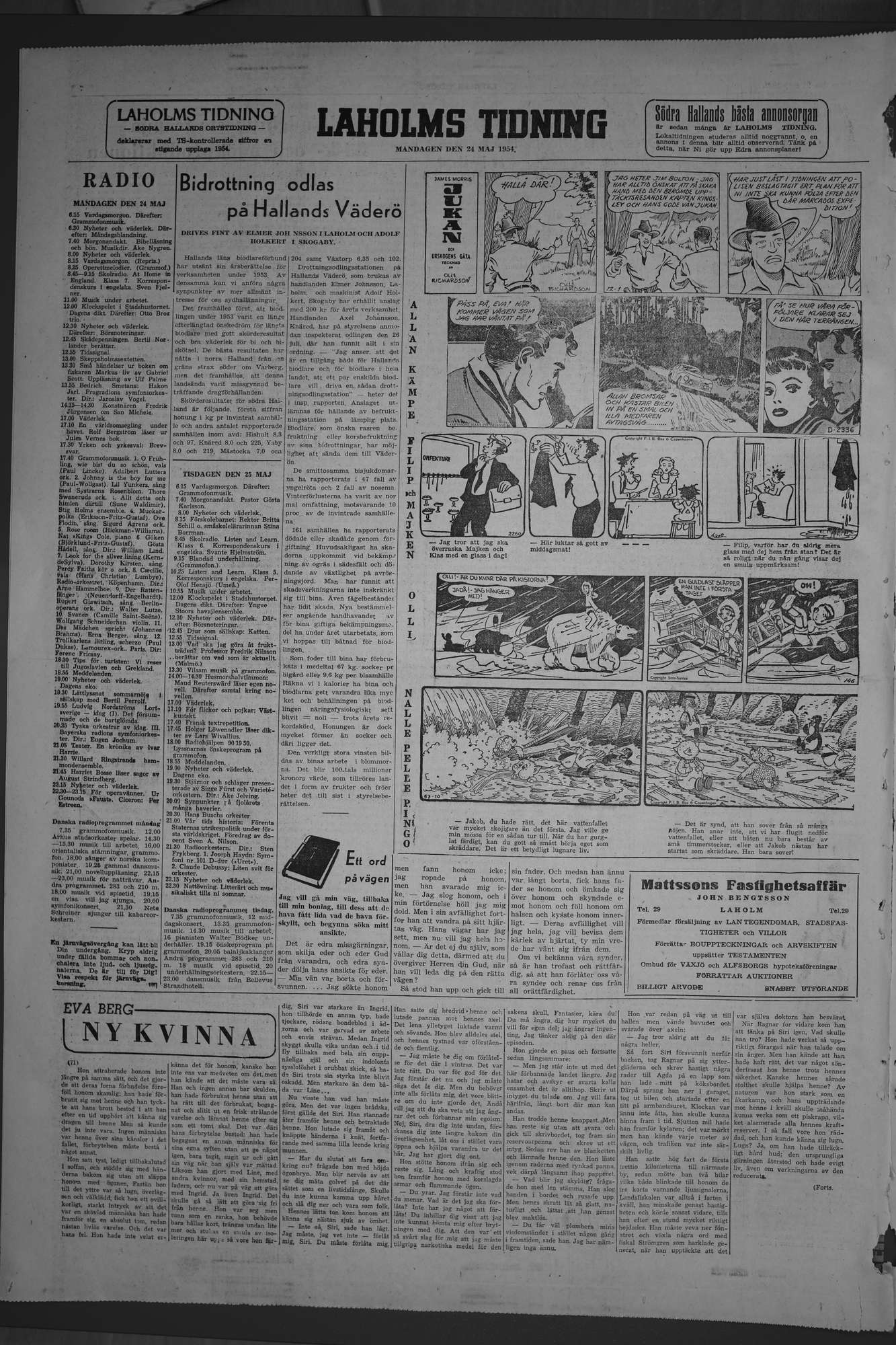 Laholms Tidning Måndag 24 maj 1954, sida 8