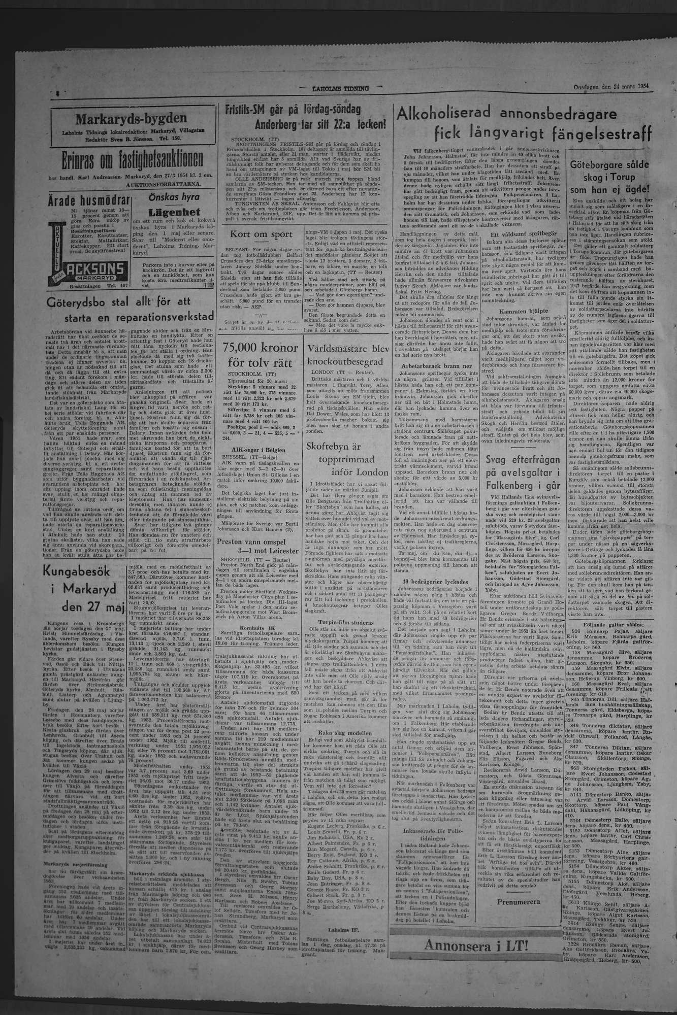 Laholms Tidning Onsdag 24 mars 1954, sida 4