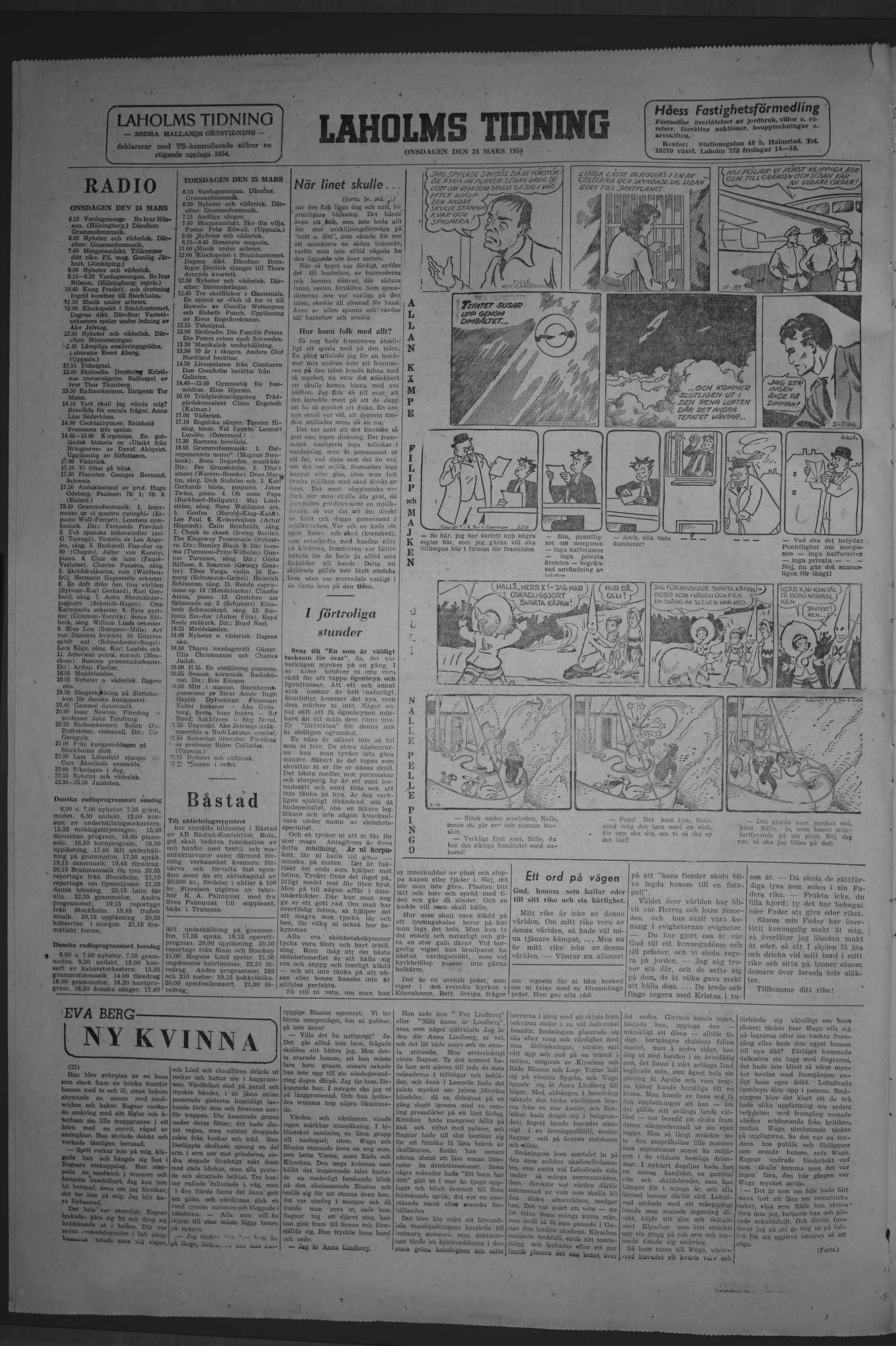 Laholms Tidning Onsdag 24 mars 1954, sida 6