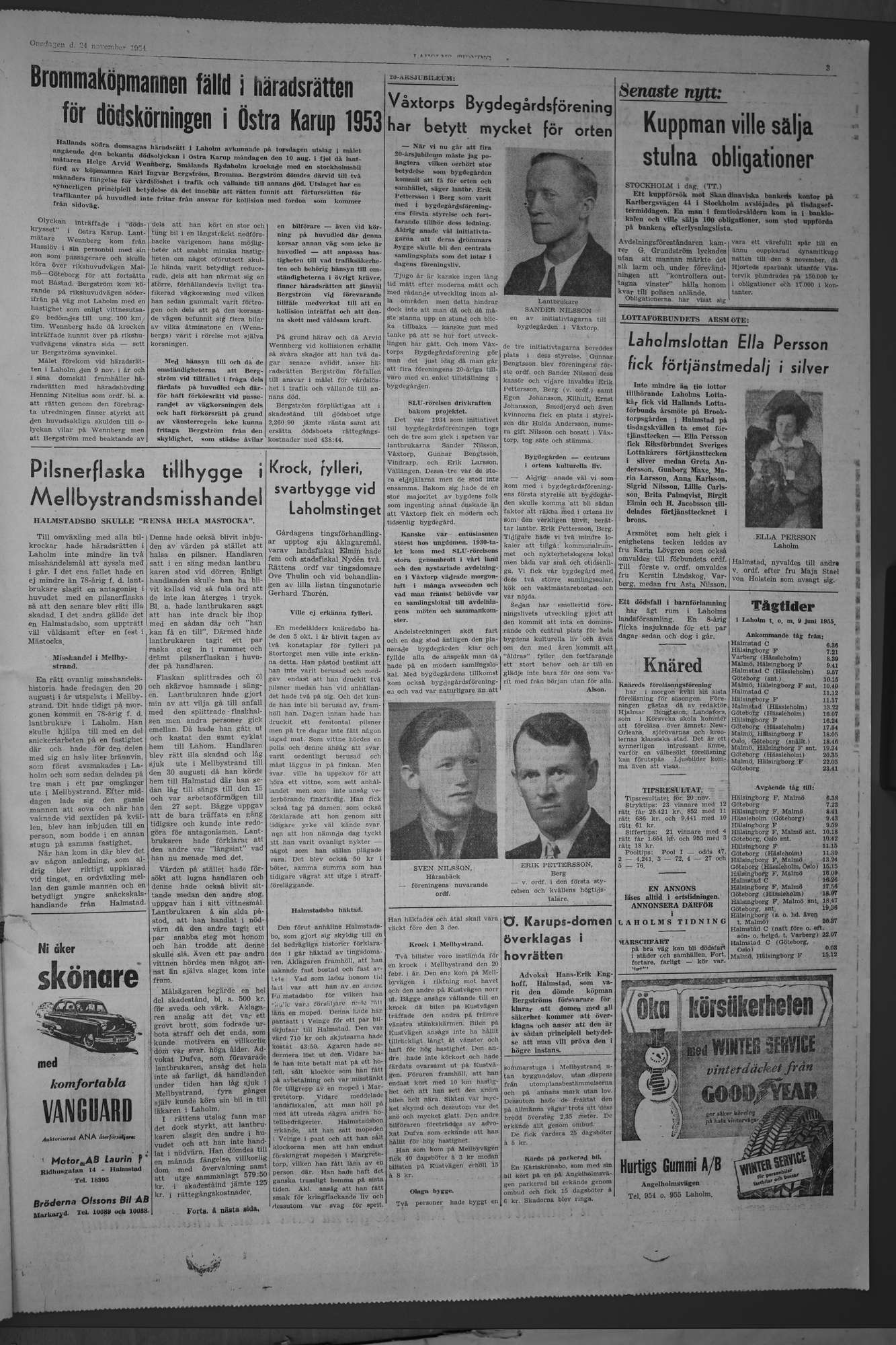 Laholms Tidning Onsdag 24 november 1954, sida 3