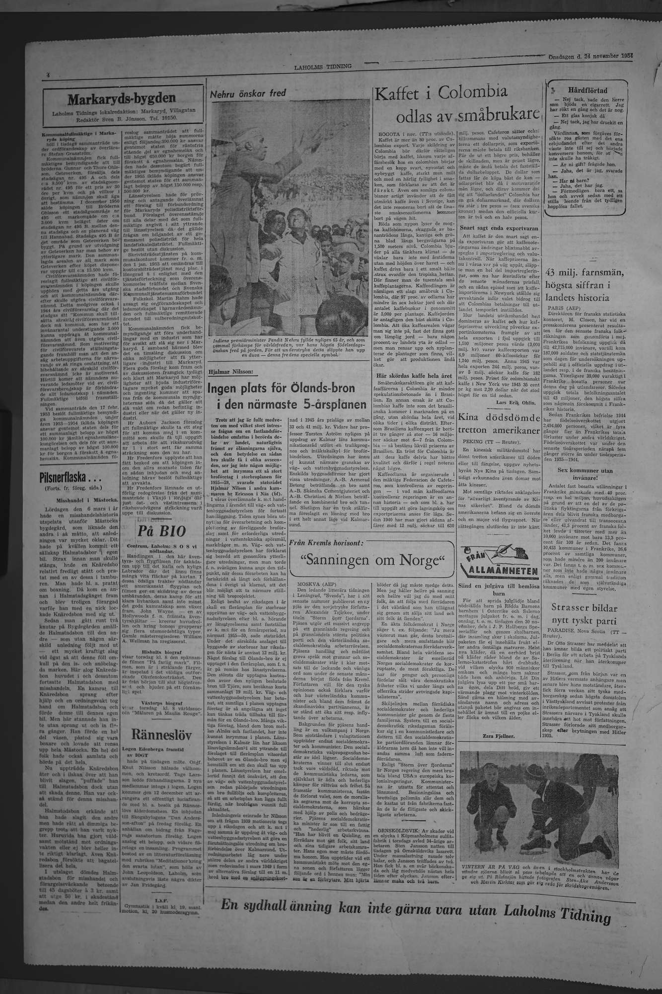Laholms Tidning Onsdag 24 november 1954, sida 4