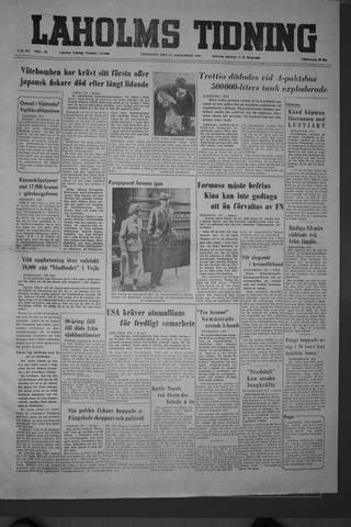 Förstasidan, Fredag 24 september 1954