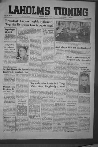 Förstasidan, Onsdag 25 augusti 1954