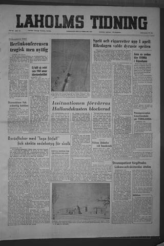 Förstasidan, Torsdag 25 februari 1954