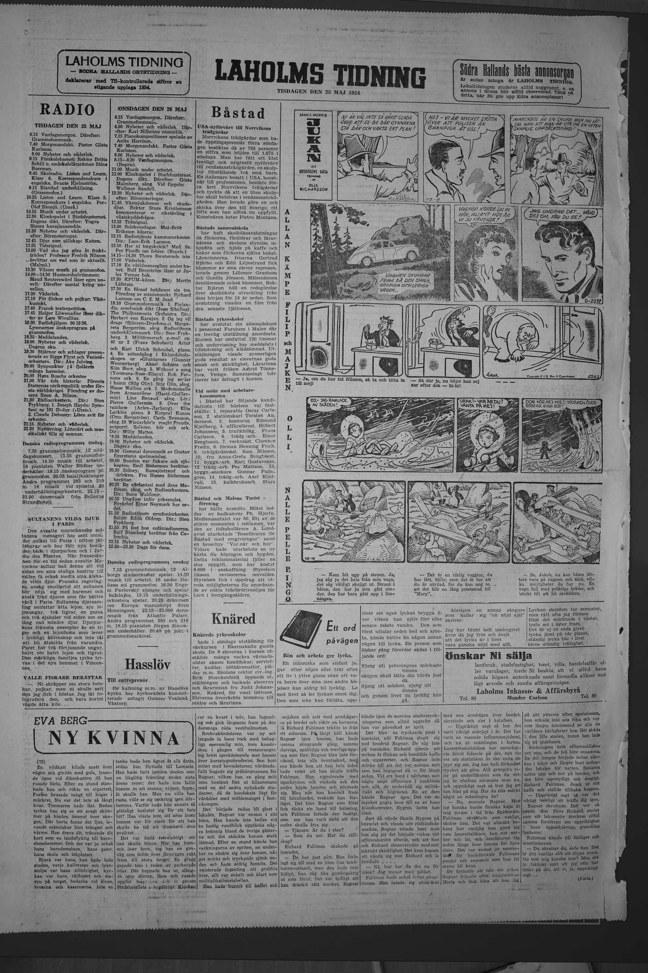 Laholms Tidning Tisdag 25 maj 1954, sida 6