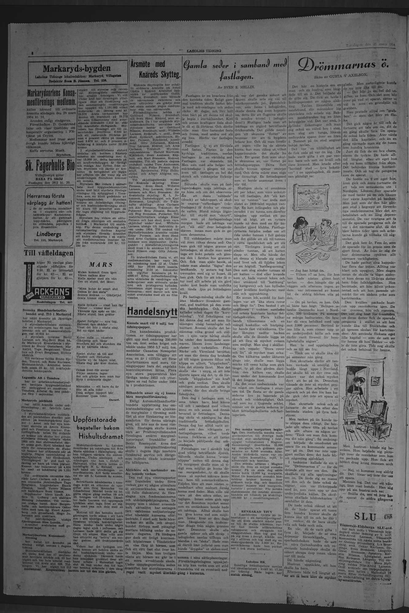 Laholms Tidning Torsdag 25 mars 1954, sida 4