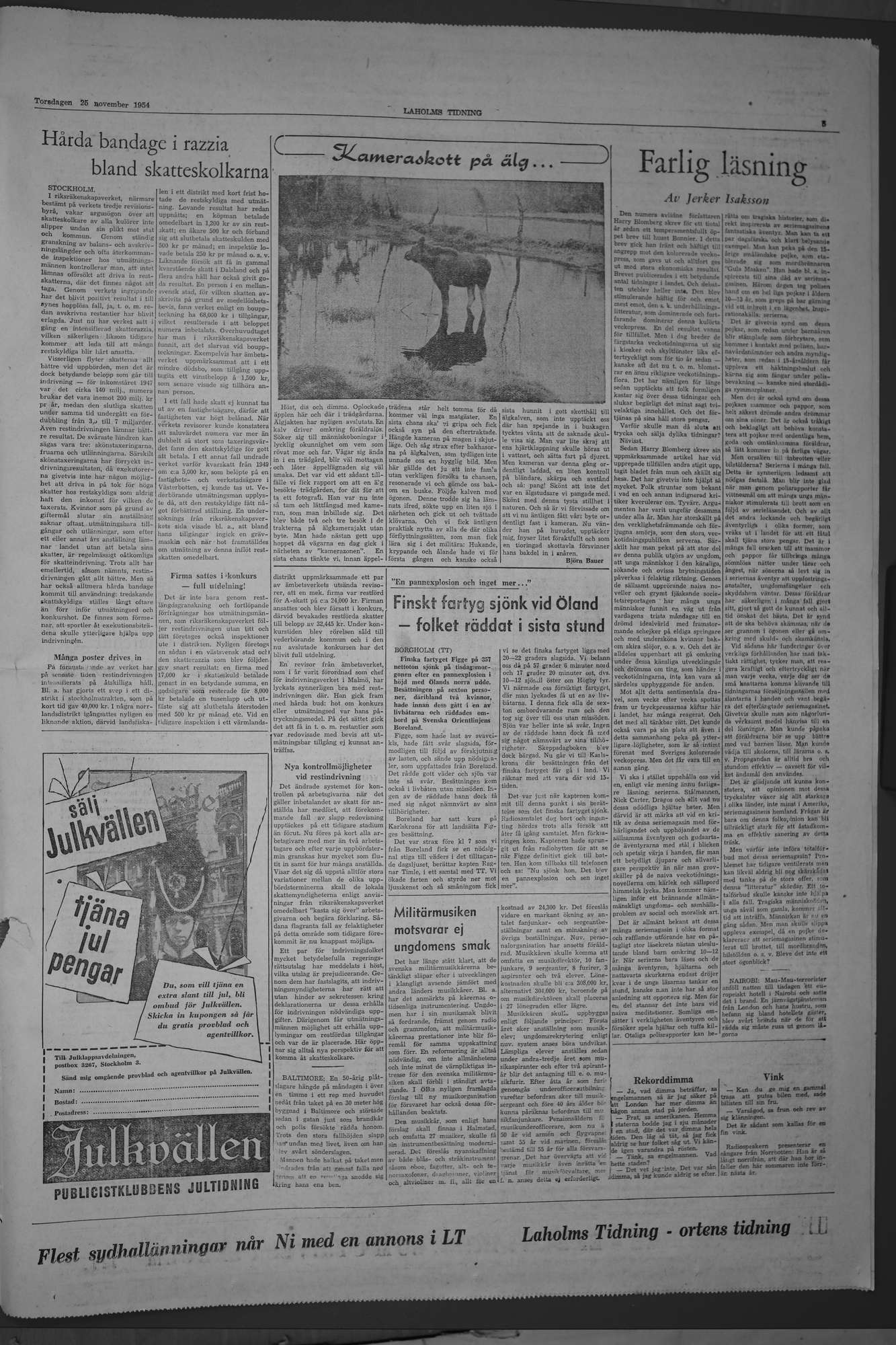 Laholms Tidning Torsdag 25 november 1954, sida 5