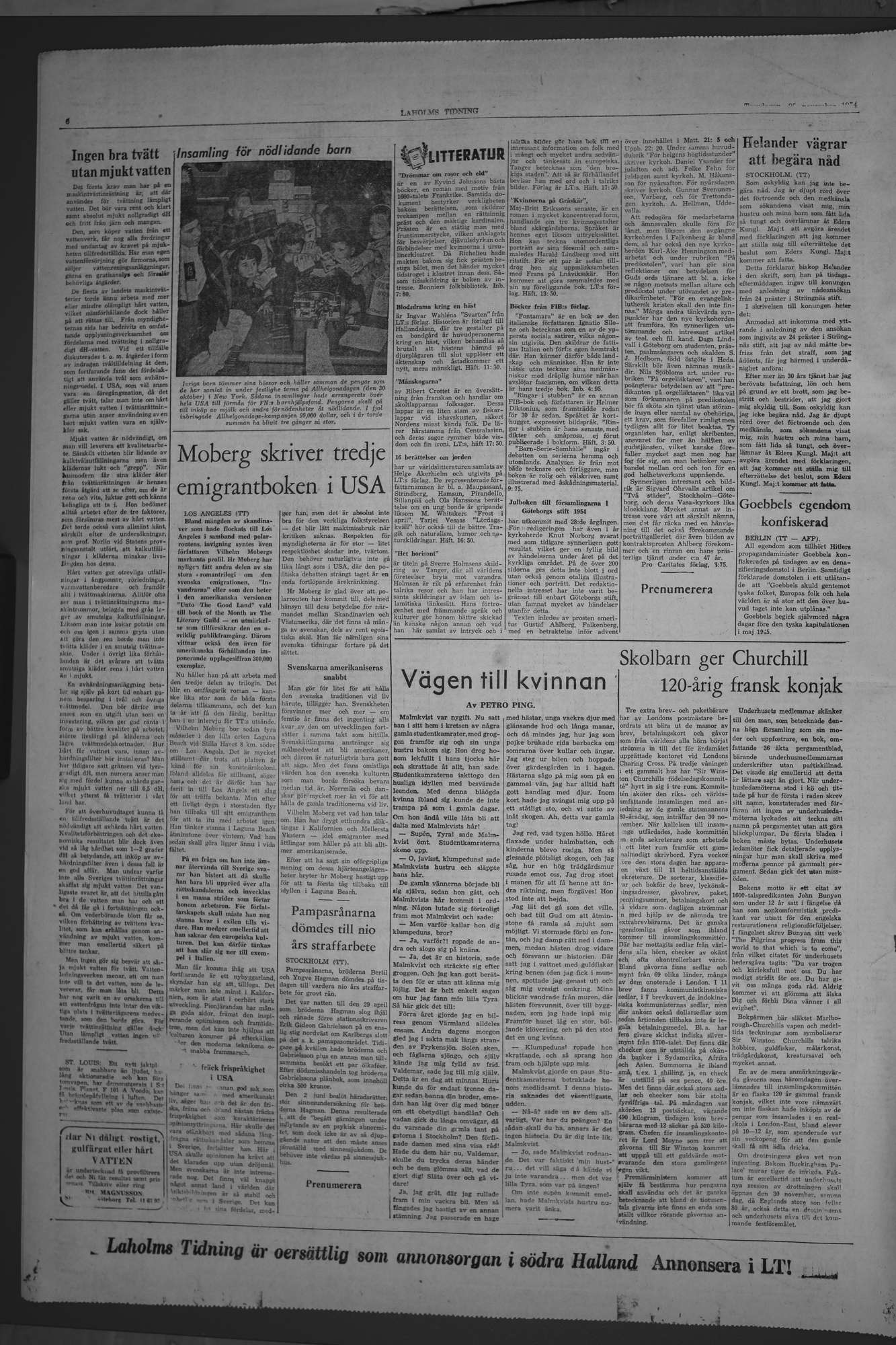Laholms Tidning Torsdag 25 november 1954, sida 6