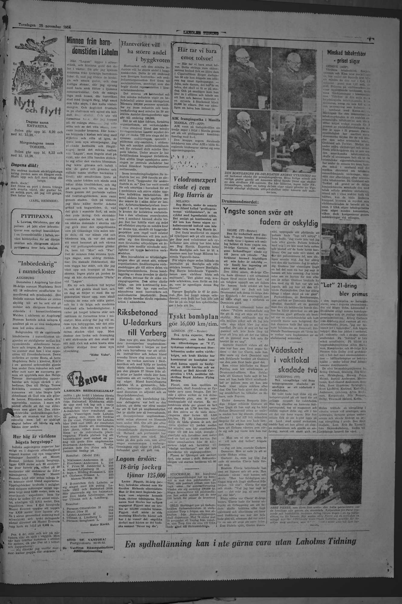 Laholms Tidning Torsdag 25 november 1954, sida 7