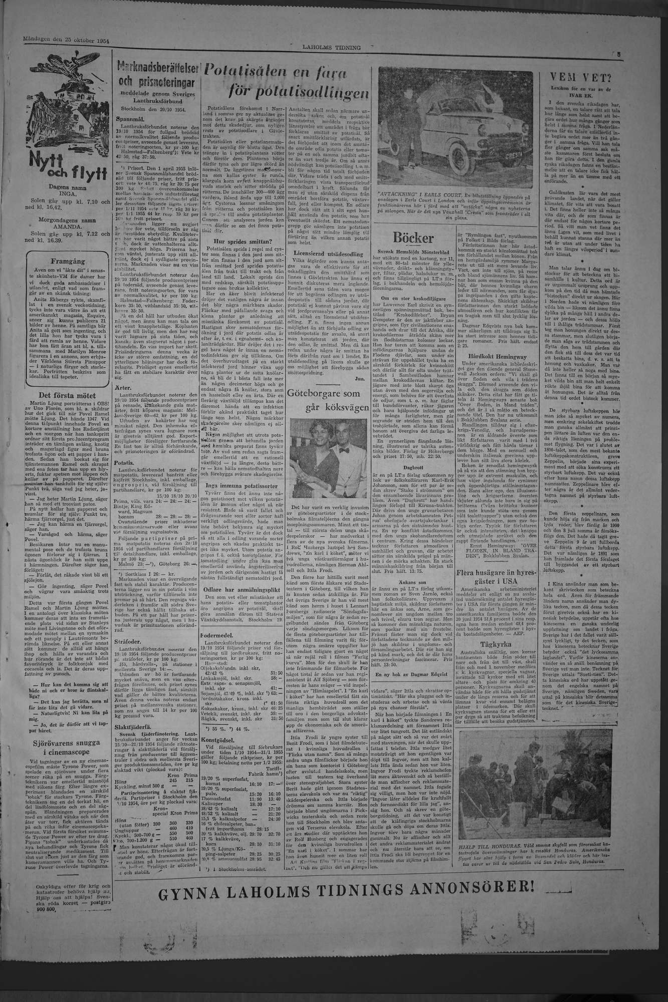 Laholms Tidning Måndag 25 oktober 1954, sida 5