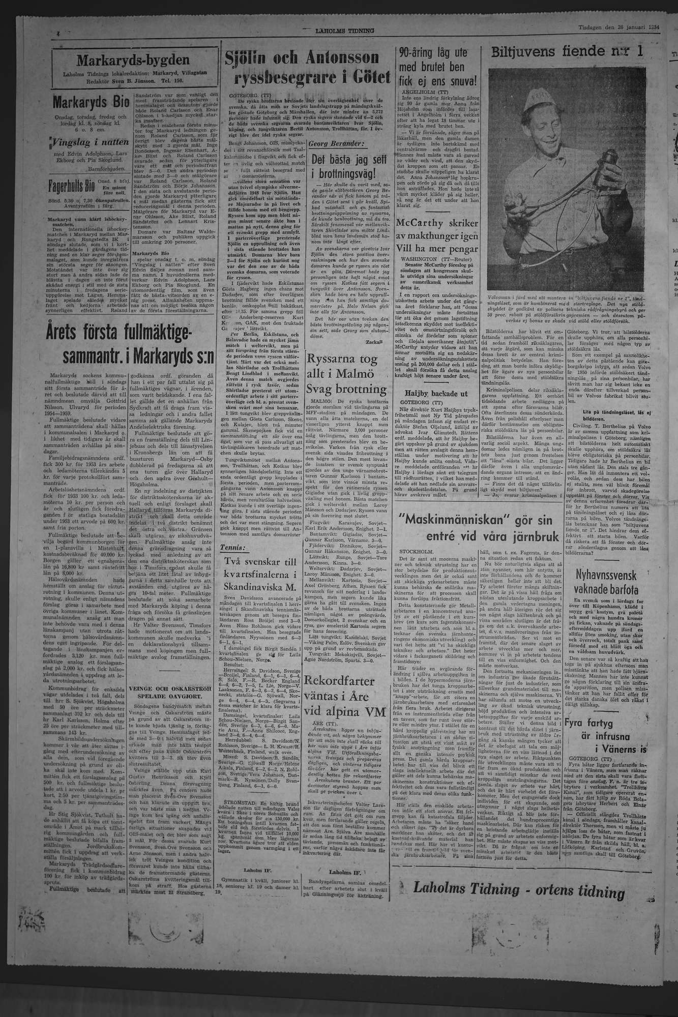 Laholms Tidning Tisdag 26 januari 1954, sida 4