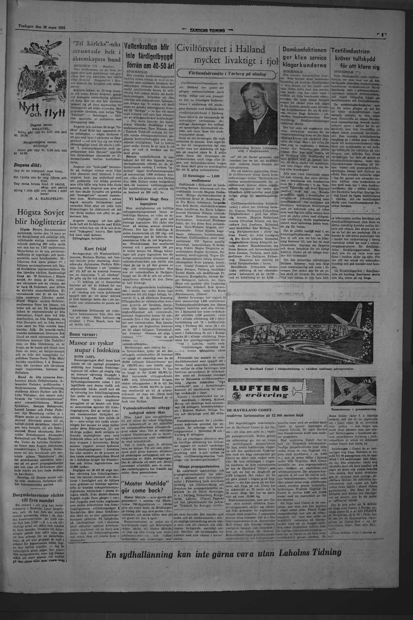 Laholms Tidning Fredag 26 mars 1954, sida 7