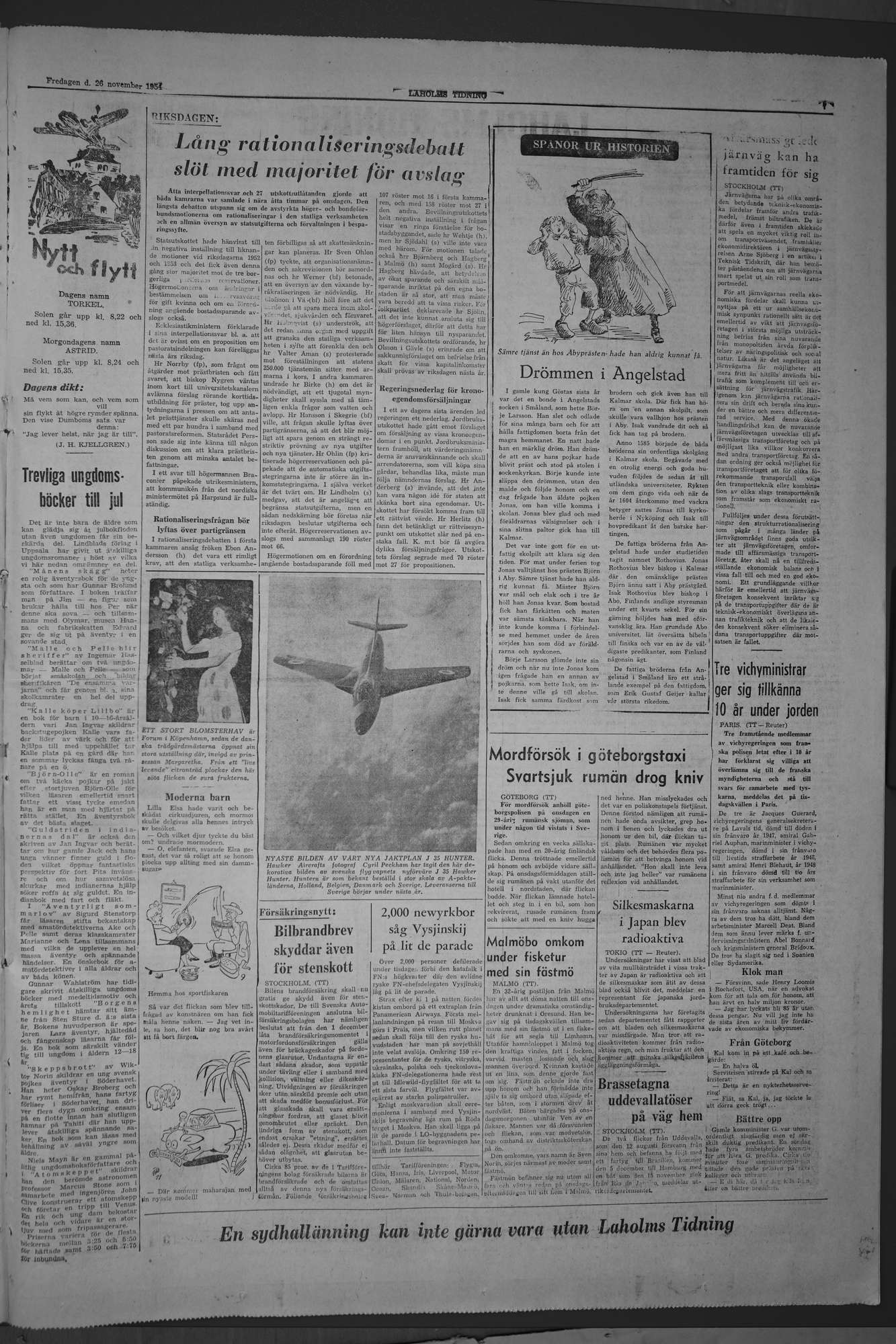 Laholms Tidning Fredag 26 november 1954, sida 7