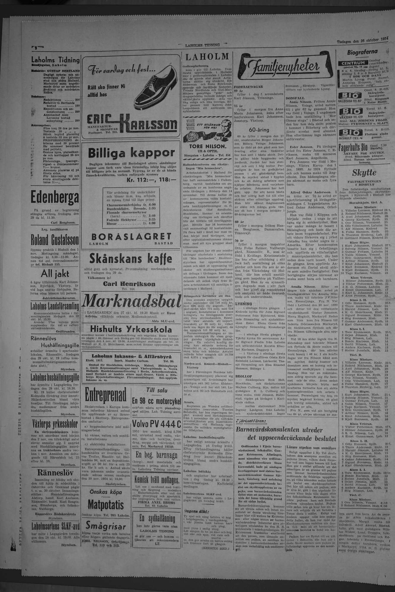 Laholms Tidning Tisdag 26 oktober 1954, sida 2