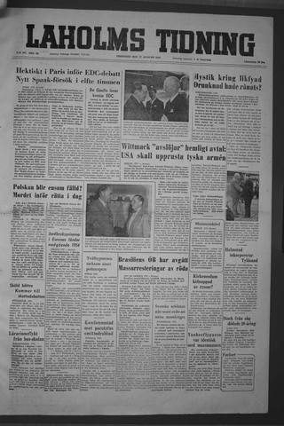 Förstasidan, Fredag 27 augusti 1954
