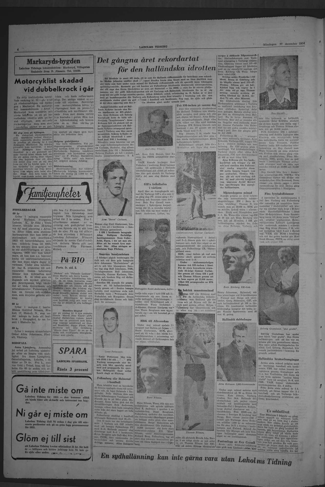 Laholms Tidning Måndag 27 december 1954, sida 4