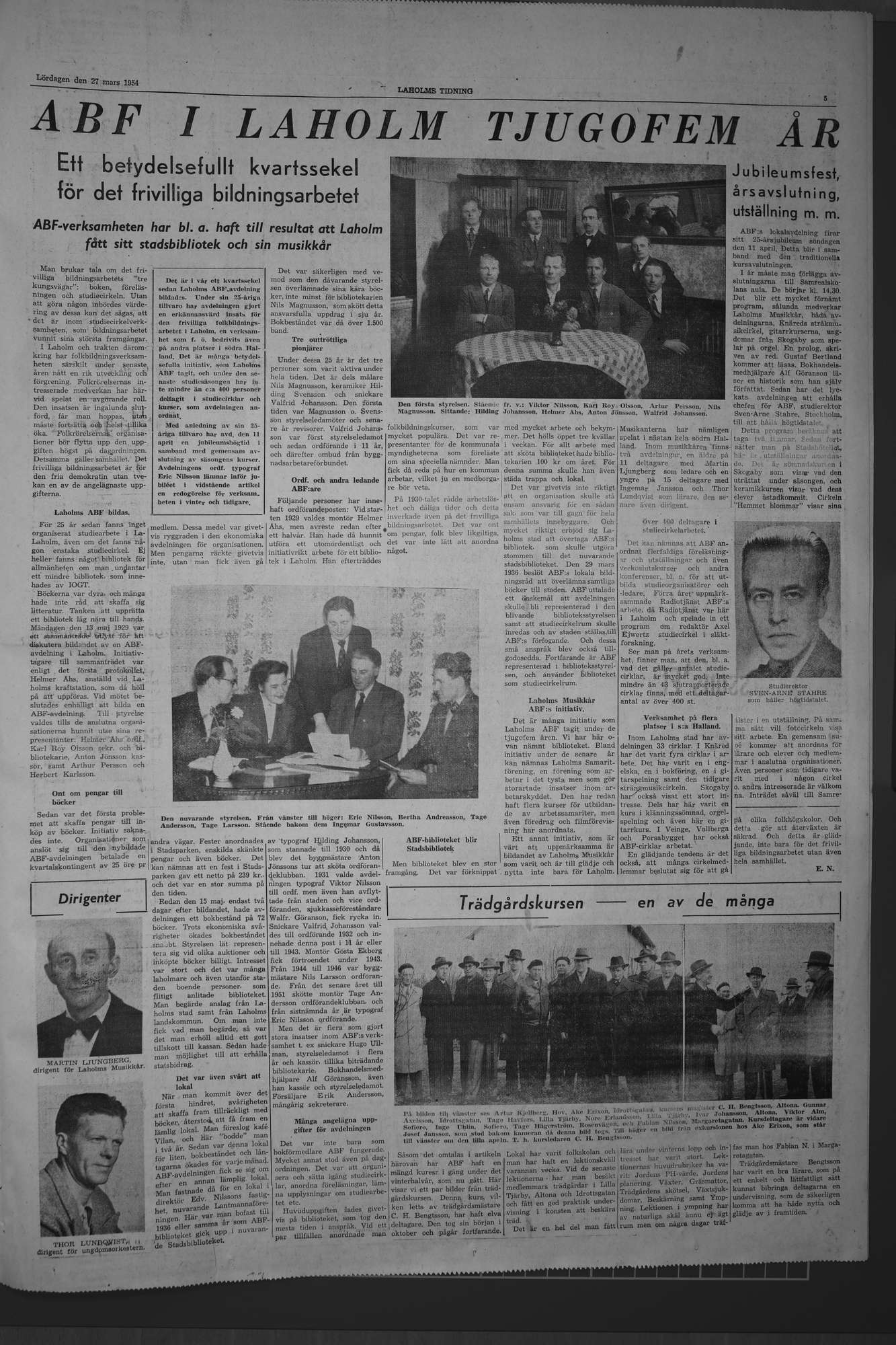 Laholms Tidning Lördag 27 mars 1954, sida 5