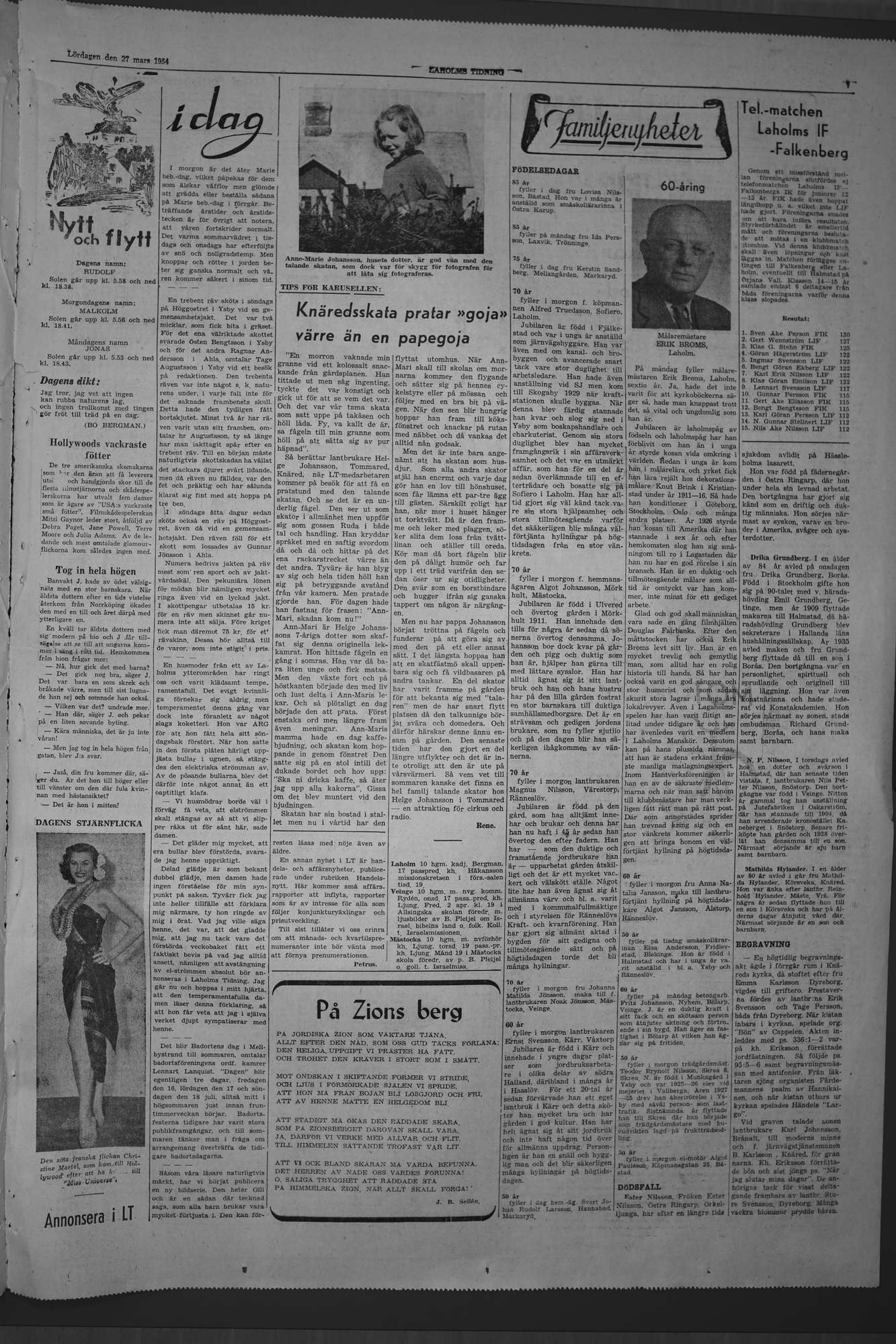 Laholms Tidning Lördag 27 mars 1954, sida 7