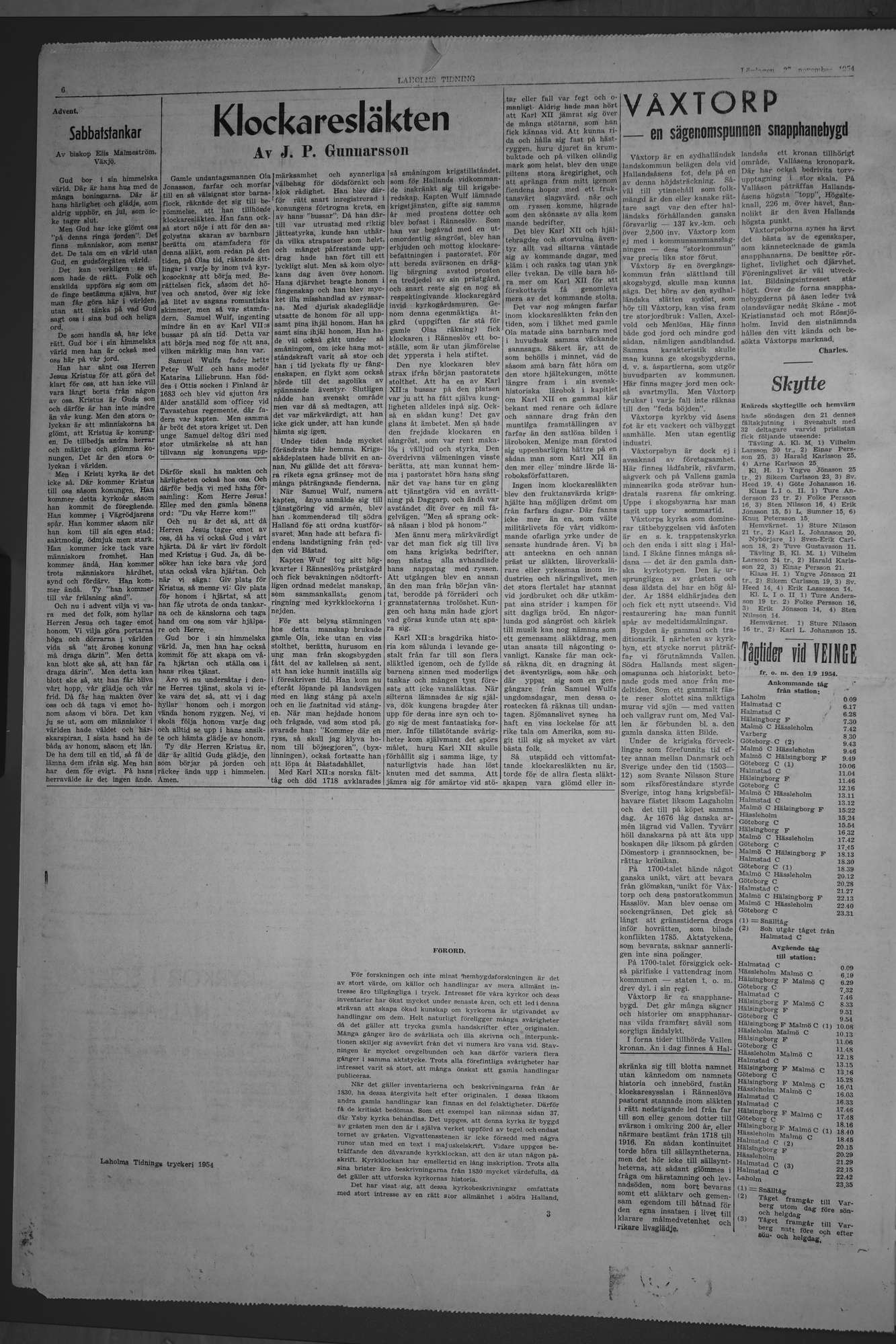 Laholms Tidning Lördag 27 november 1954, sida 6