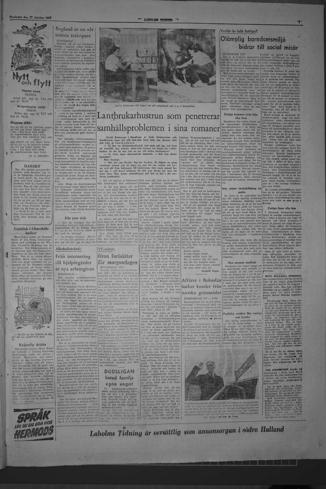 Laholms Tidning Onsdag 27 oktober 1954, sida 7