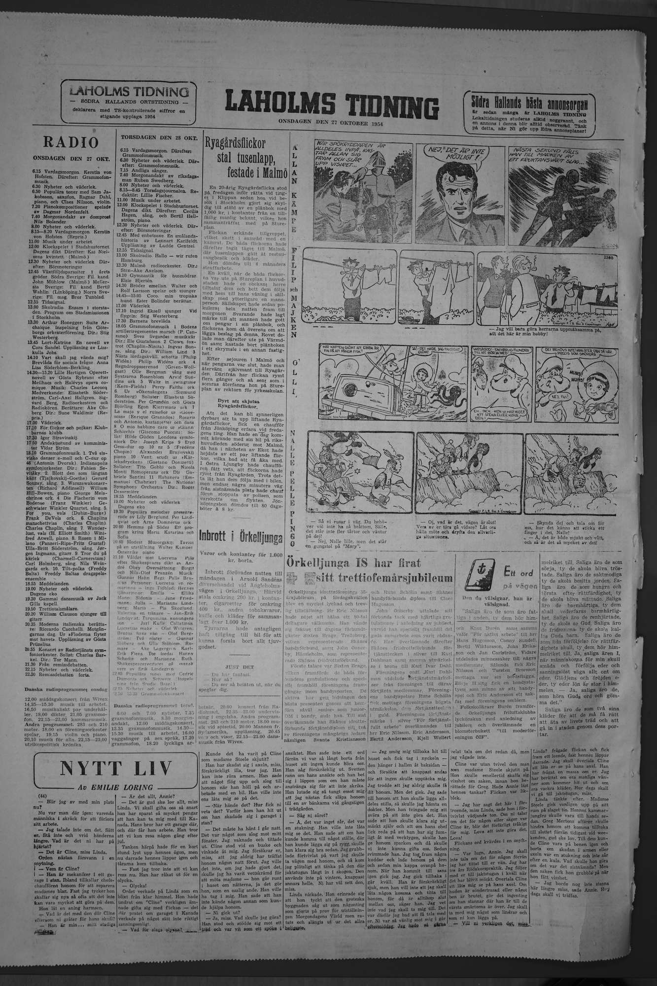 Laholms Tidning Onsdag 27 oktober 1954, sida 8