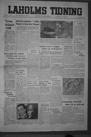 Förstasidan, Måndag 27 september 1954
