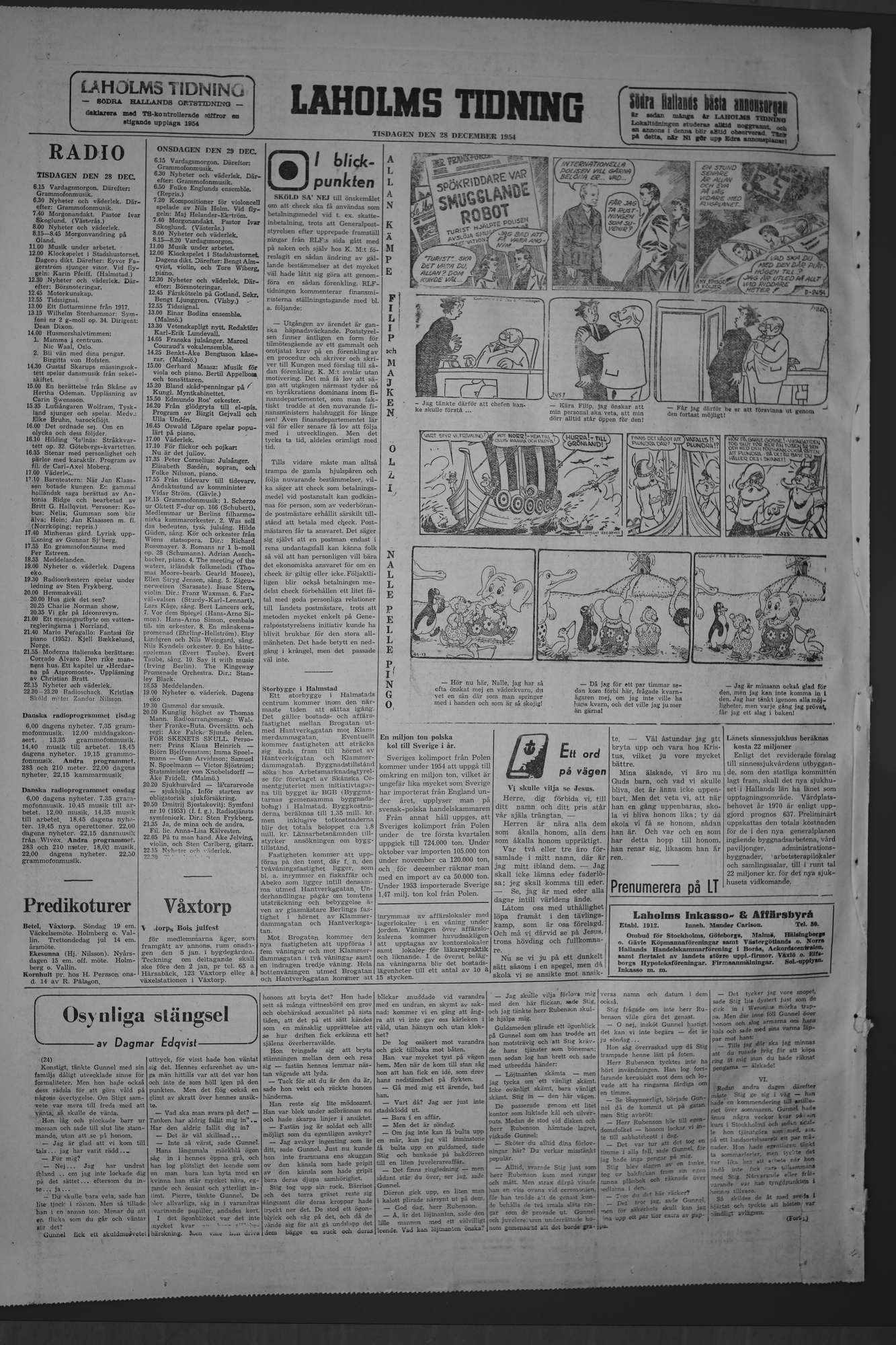 Laholms Tidning Tisdag 28 december 1954, sida 8