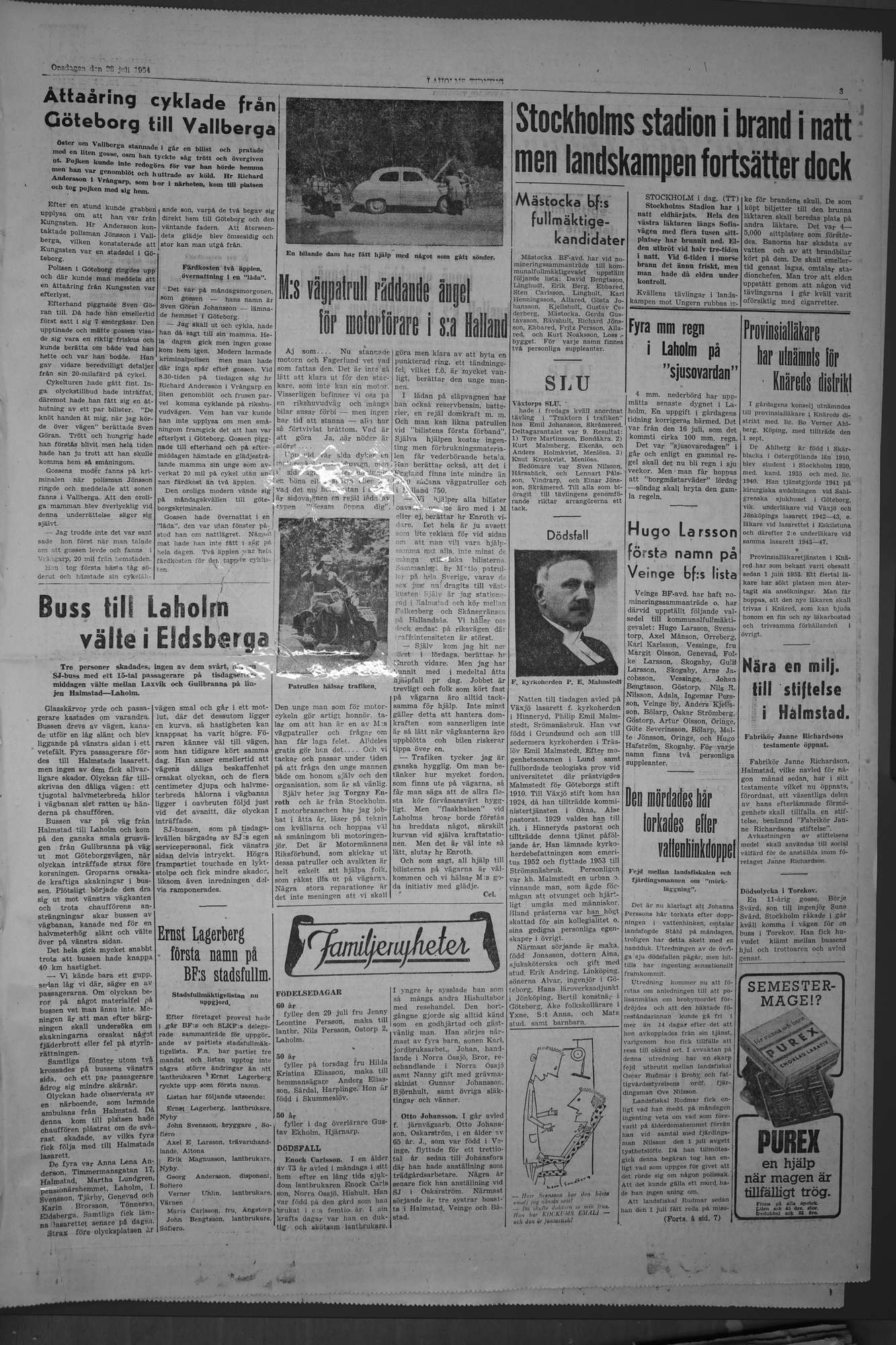 Laholms Tidning Onsdag 28 juli 1954, sida 3