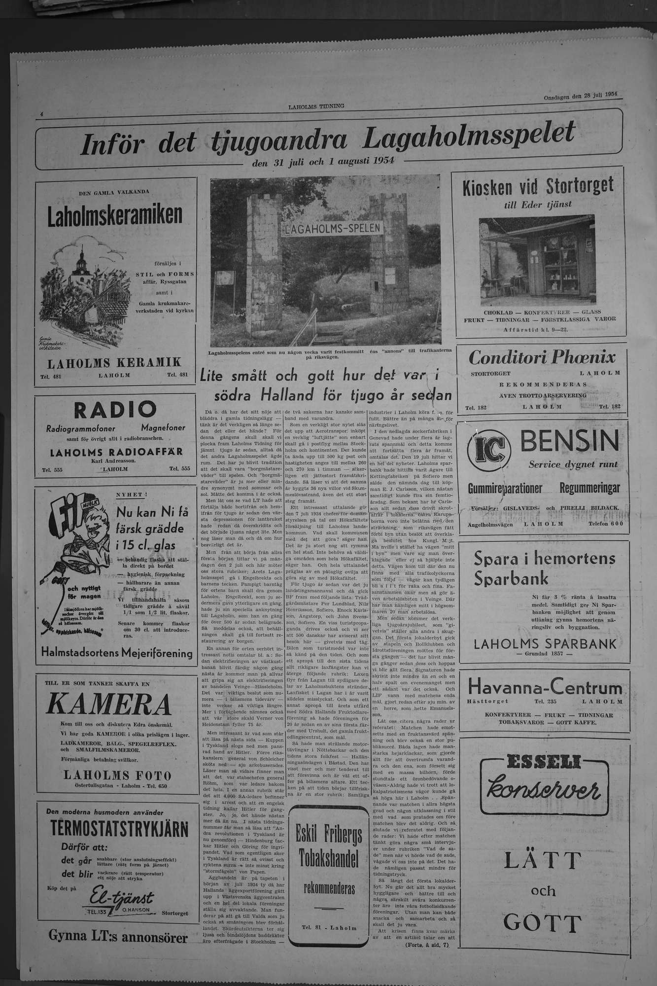 Laholms Tidning Onsdag 28 juli 1954, sida 4